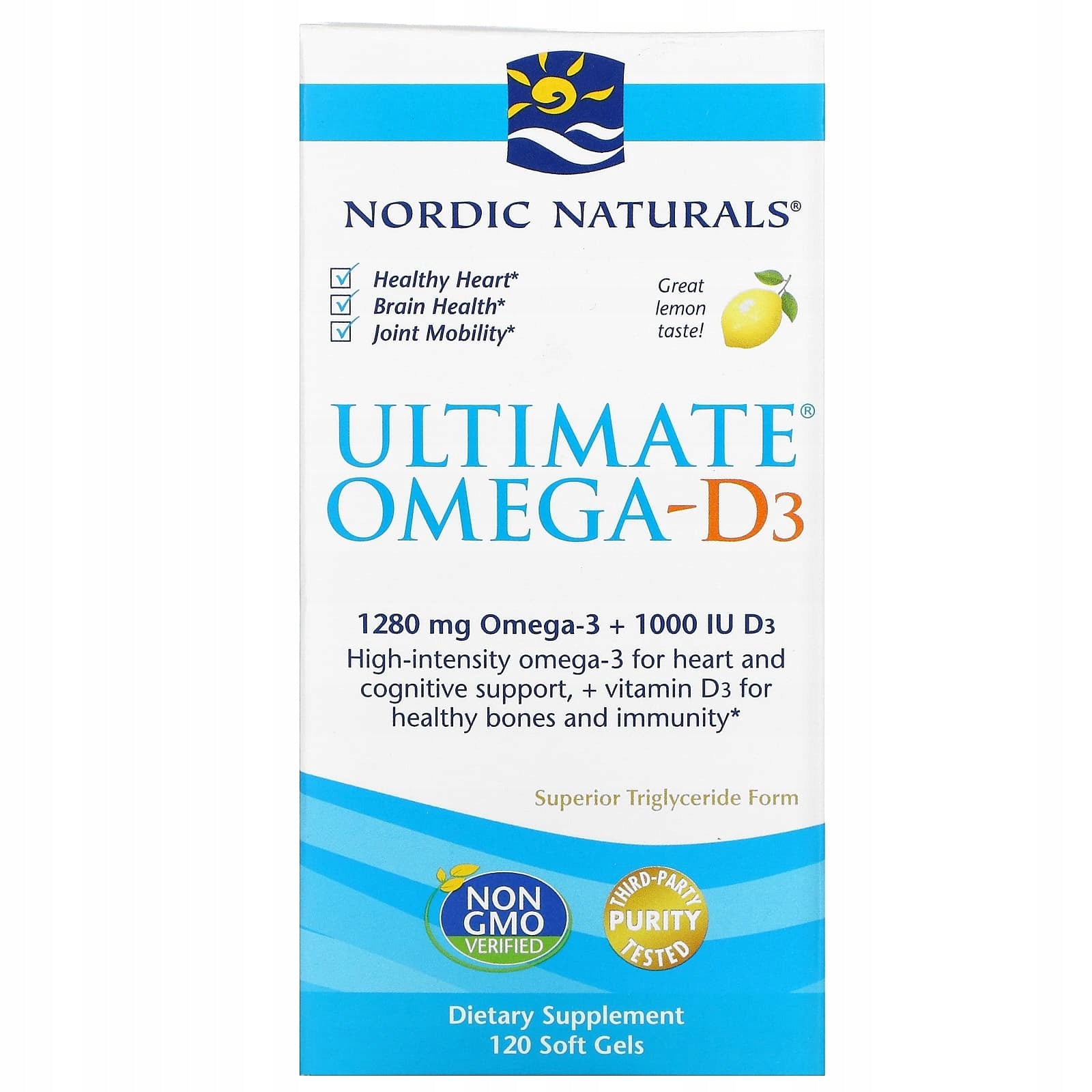 Nordic Naturals Ultimate Omega 1280 mg Omega-3 + D3 - 120 Softgels Expiration date not specified