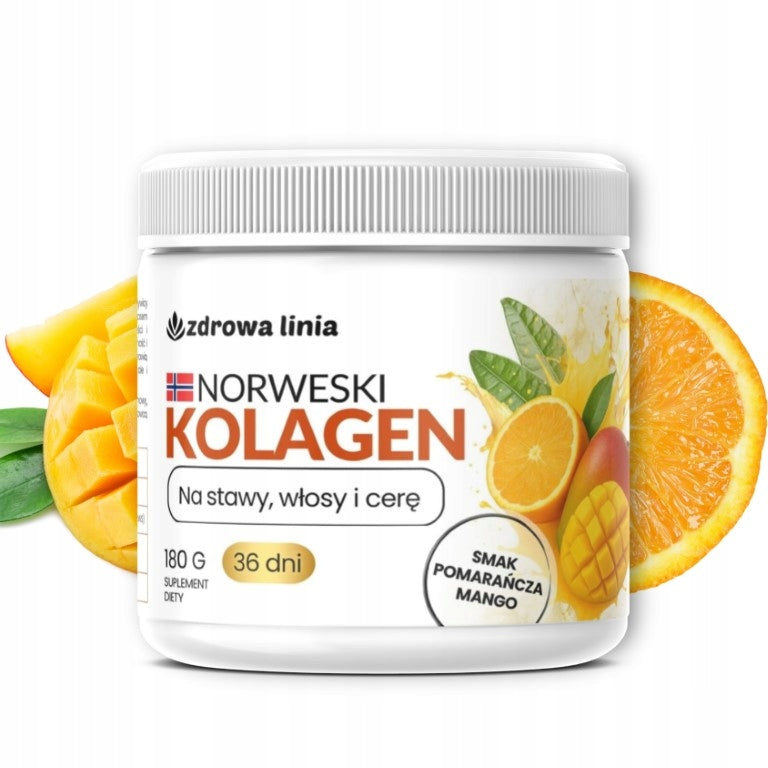 Norwegian collagen for joints hair complexion taste mango orange Zdrowa Linia Expiration date at least six months from the date of purchase