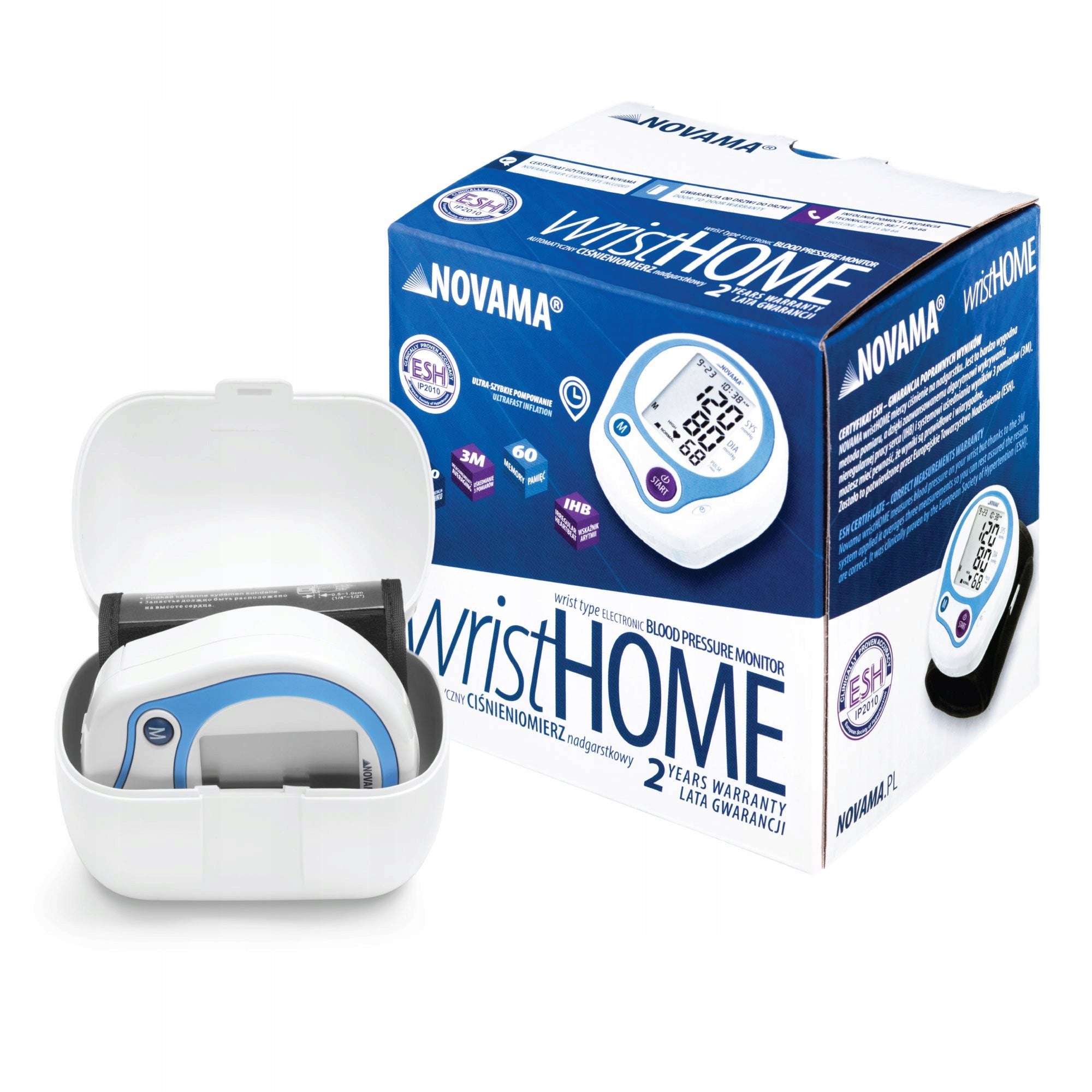 Novama Wrist Home, wrist blood pressure monitor, 1 piece Batteries included no