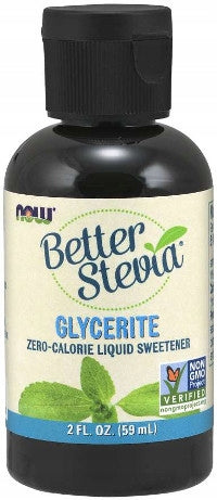 Now Foods Better Stevia Glycerite, Alcohol-Free Stevia Sweetener - 59 ml. Packaging status original