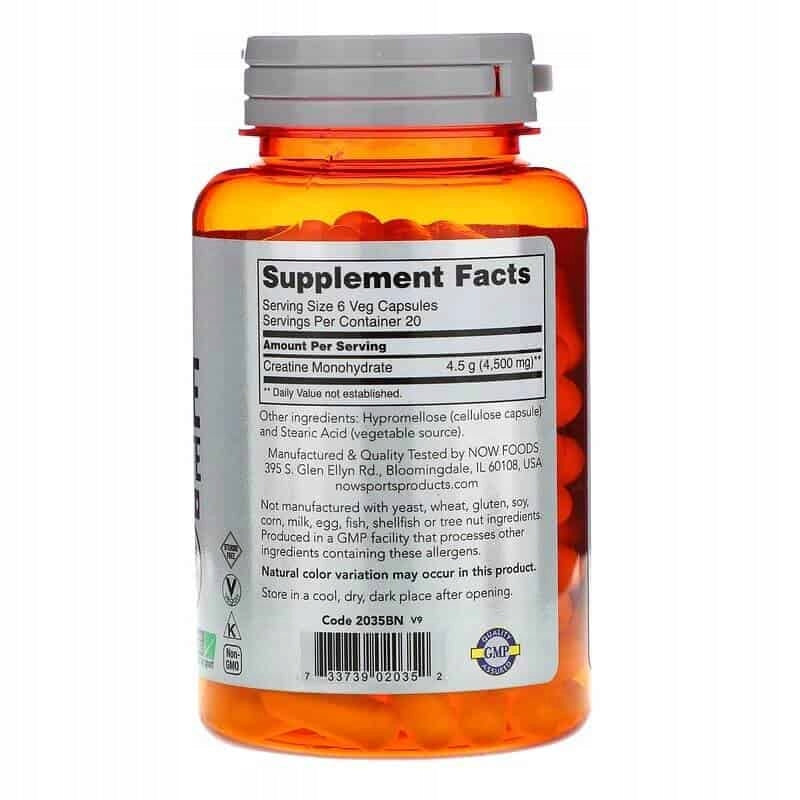 Now Foods Creatine Monohydrate 750 mg 120 capsules Brand Now foods