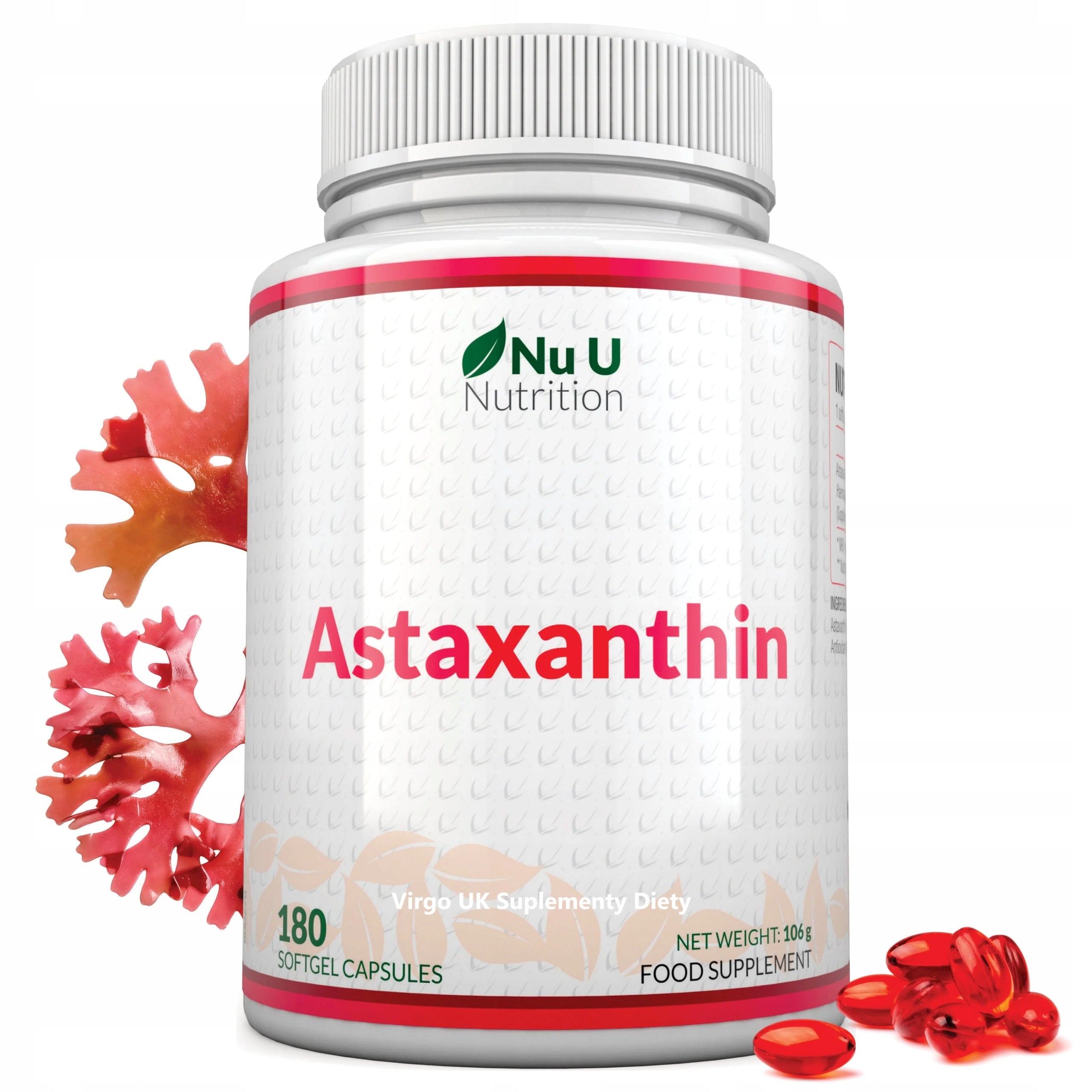 Nu U Astaxanthin Oil 12mg 180 capsules gel. softgels Nu U Astaxanthin