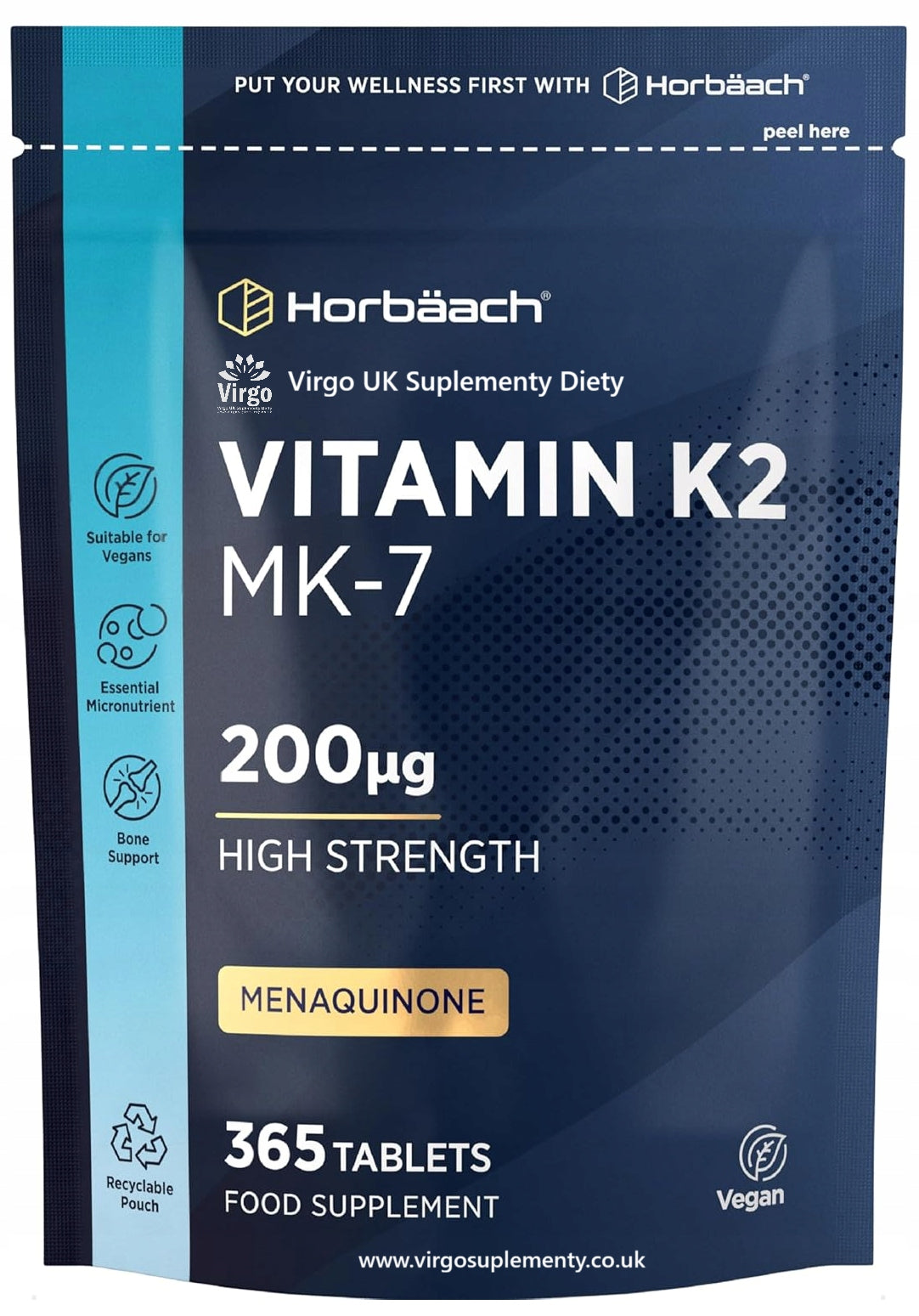 Nu U Vitamin D3 365 capsules + K2 MK7 200mcg Horbaach 365 tablets per year Expiration date at least 1 year from the date of purchase