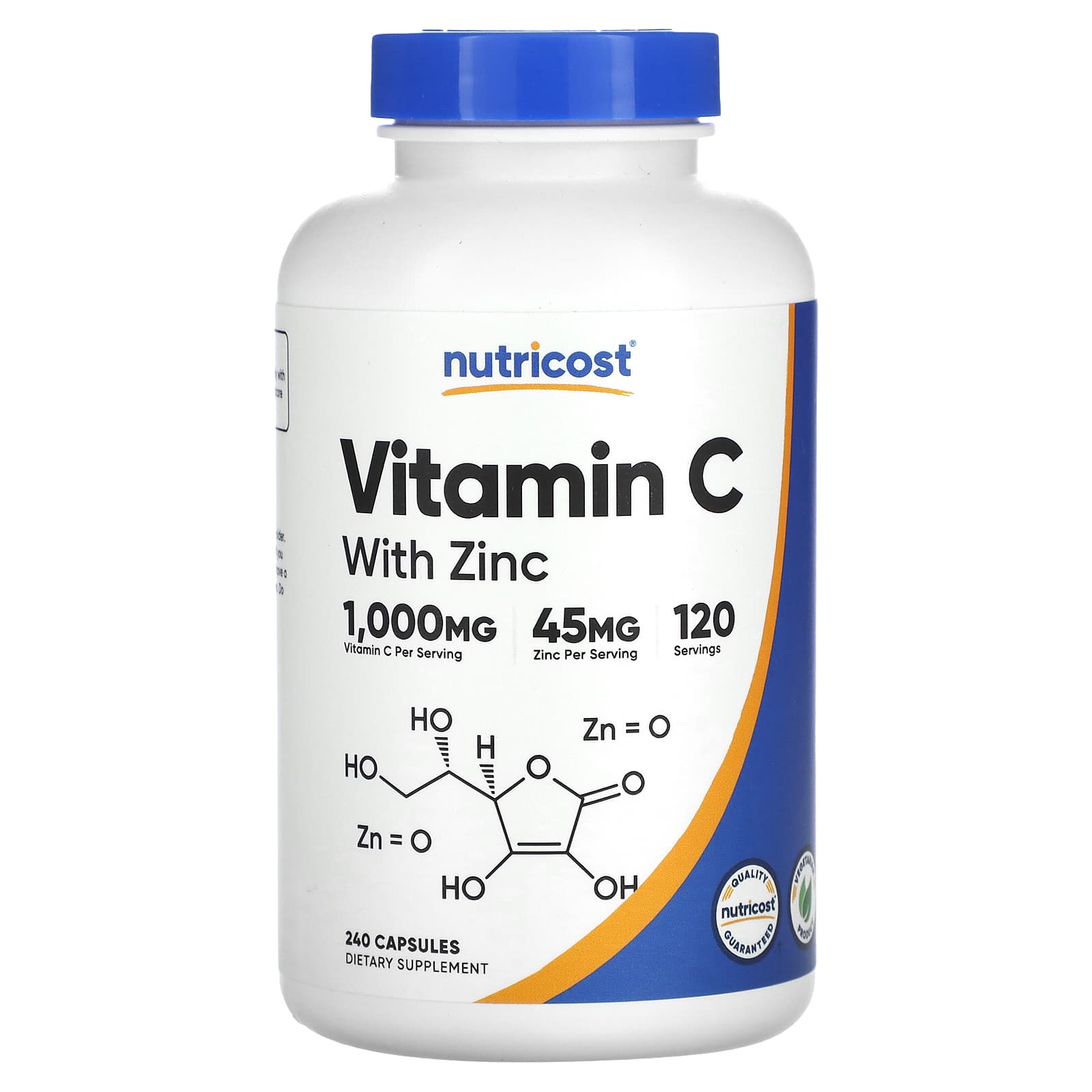 Nutricost, Vitamin C-1000 with Zinc 45mg, 240 vege capsules