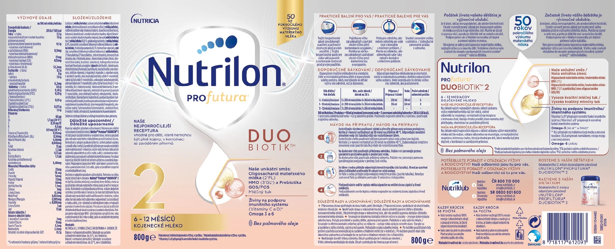 Nutrilon 2 Profutura DUOBIOTIK 800 g, pokračovací kojenecké mléko 6m+ Medical device no