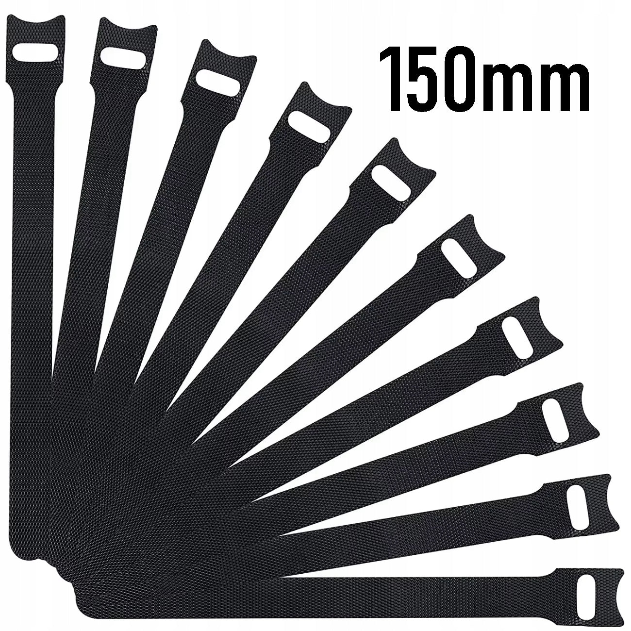Nylon Reusable Velcro Cable Ties 150mm BLACK