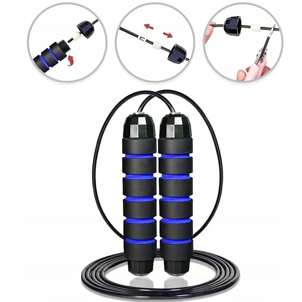 Nylon jump rope Medi Sleep 280 cm black Model SKAKANKA CZARNA REGULOWANA LINKA