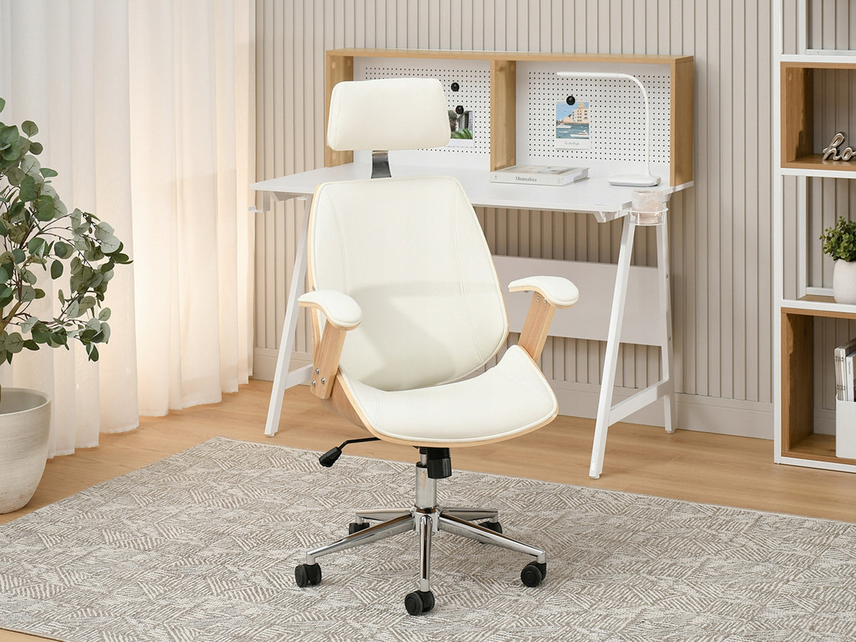 OAK SWIVEL CHAIR FOR DESK IN SCANDINAVIAN STYLE FAUX LEATHER CREAM FRANC Manufacturer code 5907698643586