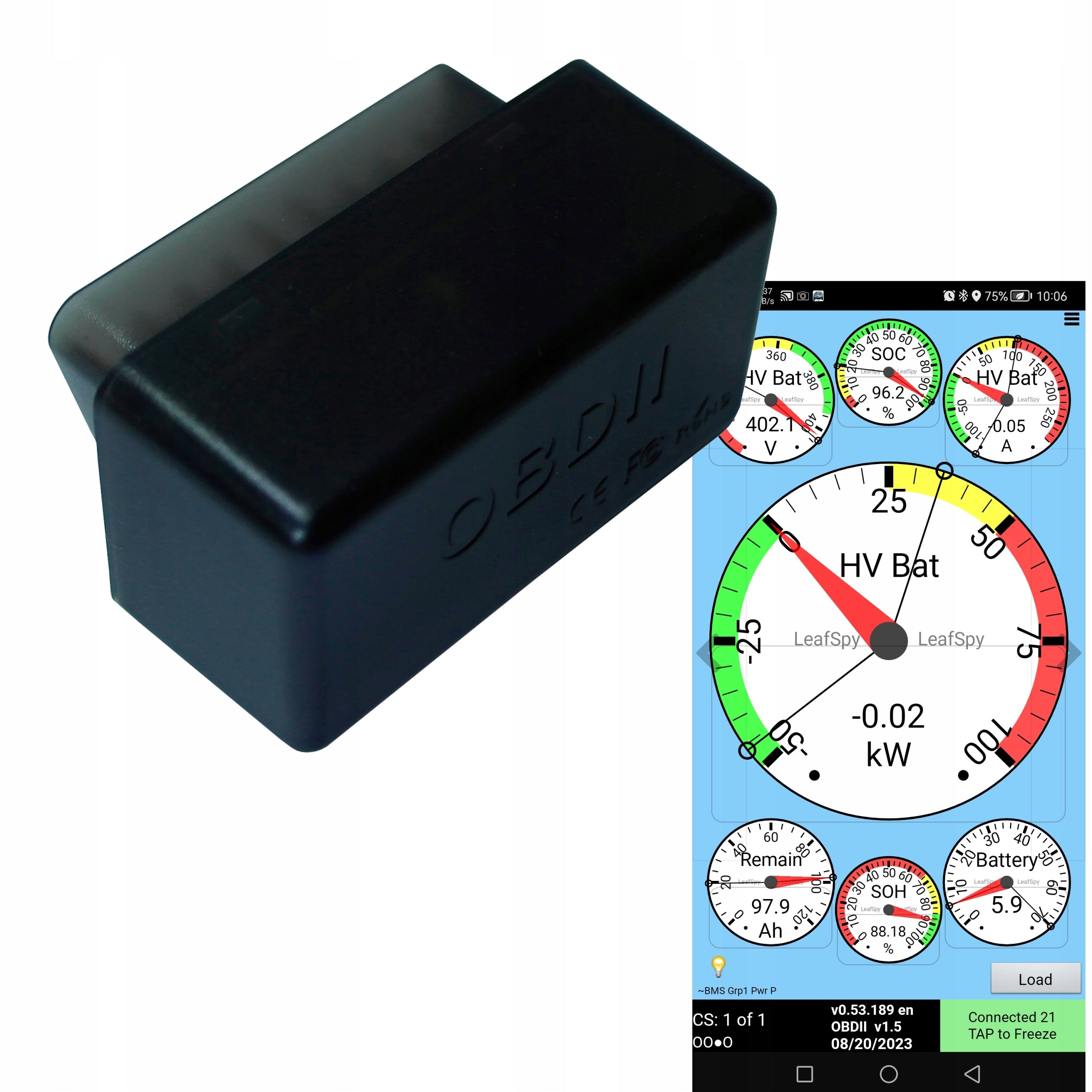 OBD ELM327 BT Bluetooth Interface for Nissan Leaf LeafSpy ZE0 ZE1