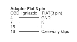 OBD2 Adapter for Fiat 3pin + Clip No.3 Manufacturer code ADOBD2F