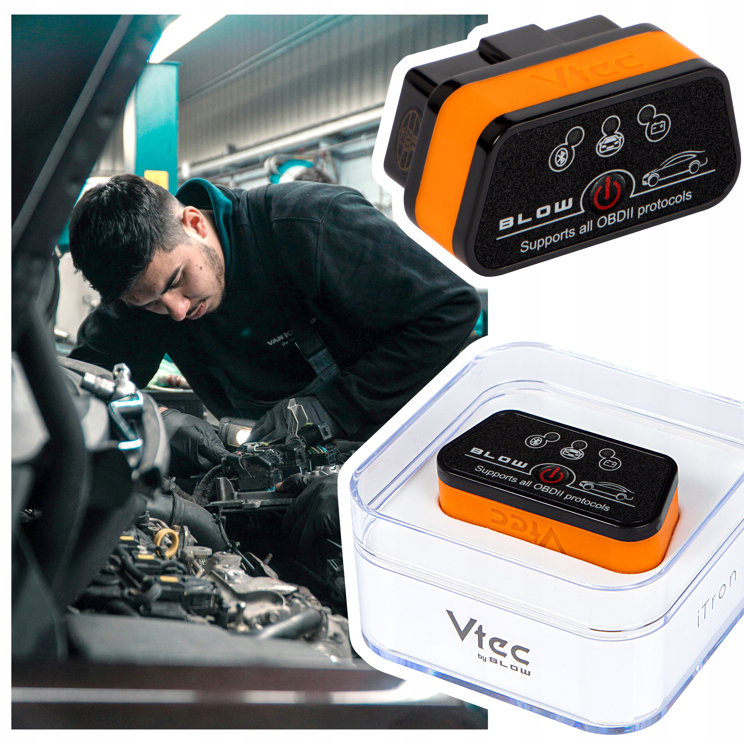 OBD2 DIAGNOSTIC INTERFACE BLOW V2 ELM327 BLUETOOTH SCANNER TESTER Polish Brand Blow