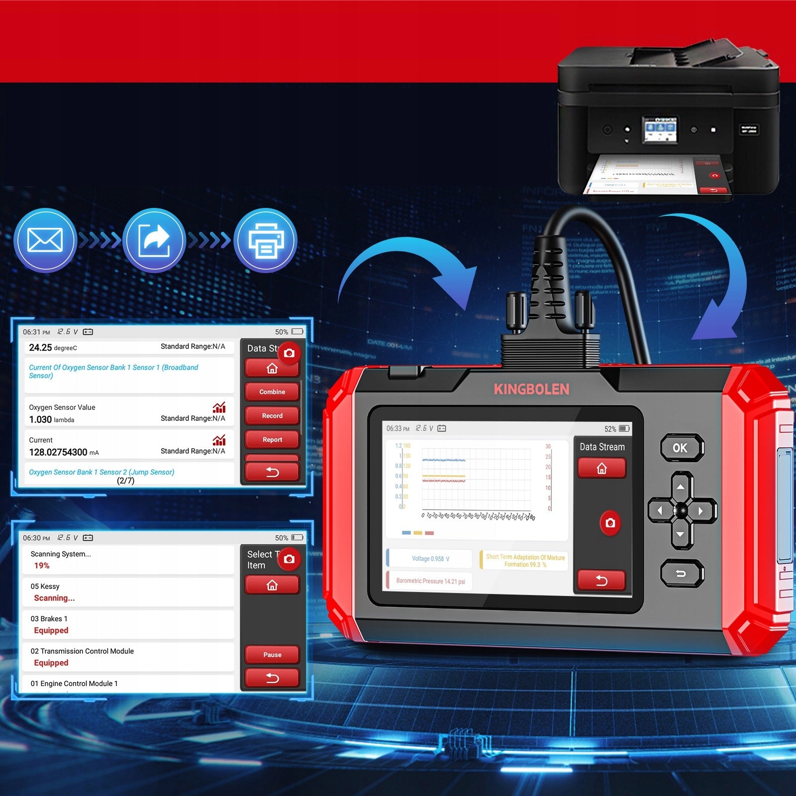 OBD2 DIAGNOSTIC SCANNER KINGBOLEN S600 INTERFACE TESTER SCREEN Polish Manufacturer code 5907059636011