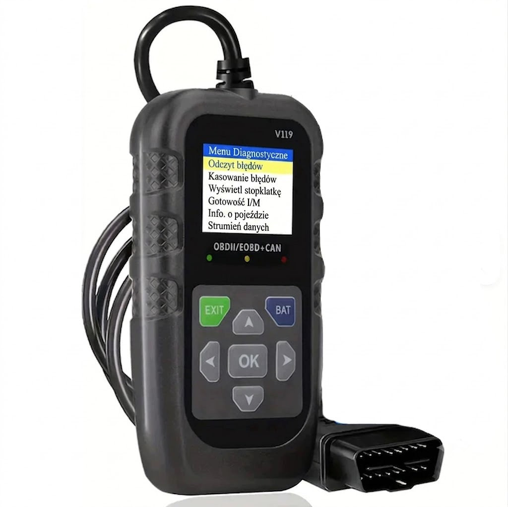 OBD2 DIAGNOSTIC SCANNER POLISH MENU READING ERROR ERASURE AKU TESTER
