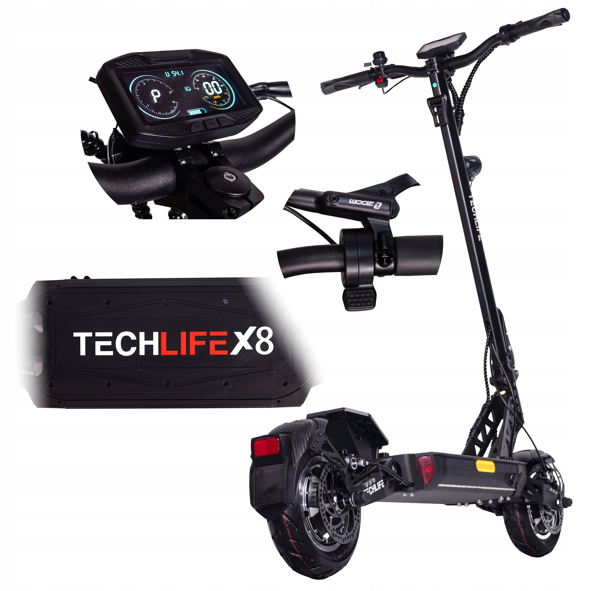 OFF-ROAD ELECTRIC SCOOTER FOR ADULTS 2x1000W 18Ah52V TECHLIFE X8 V3