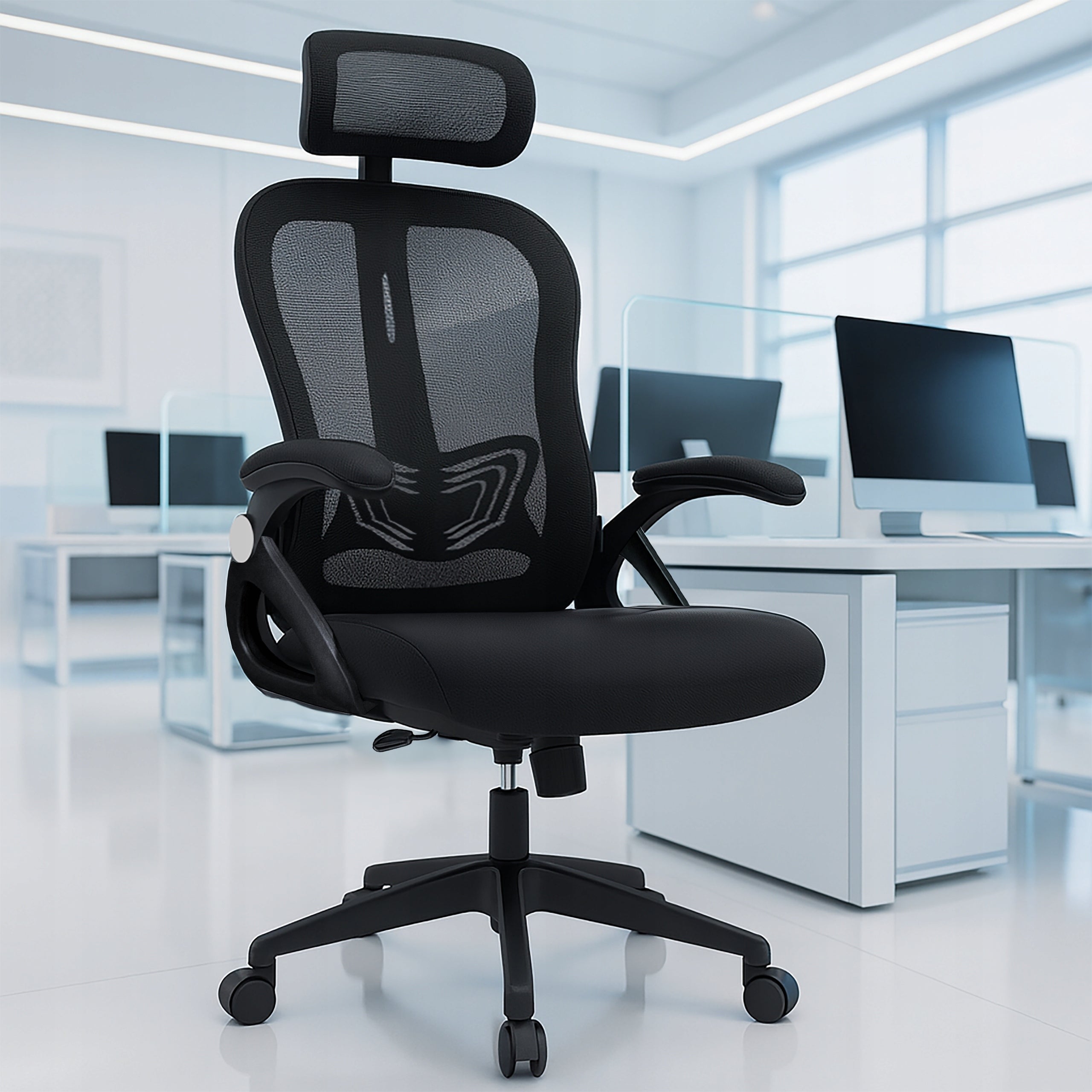 OFFICE CHAIR ADJUSTABLE SWIVEL OFFICE CHAIR ERGONOMIC KB109 BLACK Packaging status original