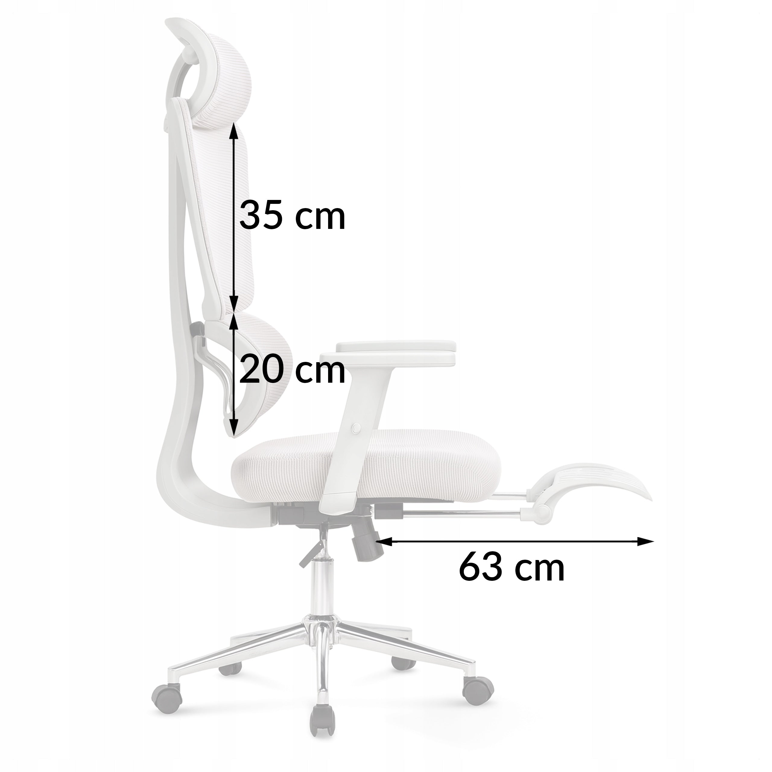 OFFICE CHAIR ERGONOMIC CHAIR HEADREST ADJUSTABLE FOOTREST KB107 BLACK Manufacturer code Meb000295