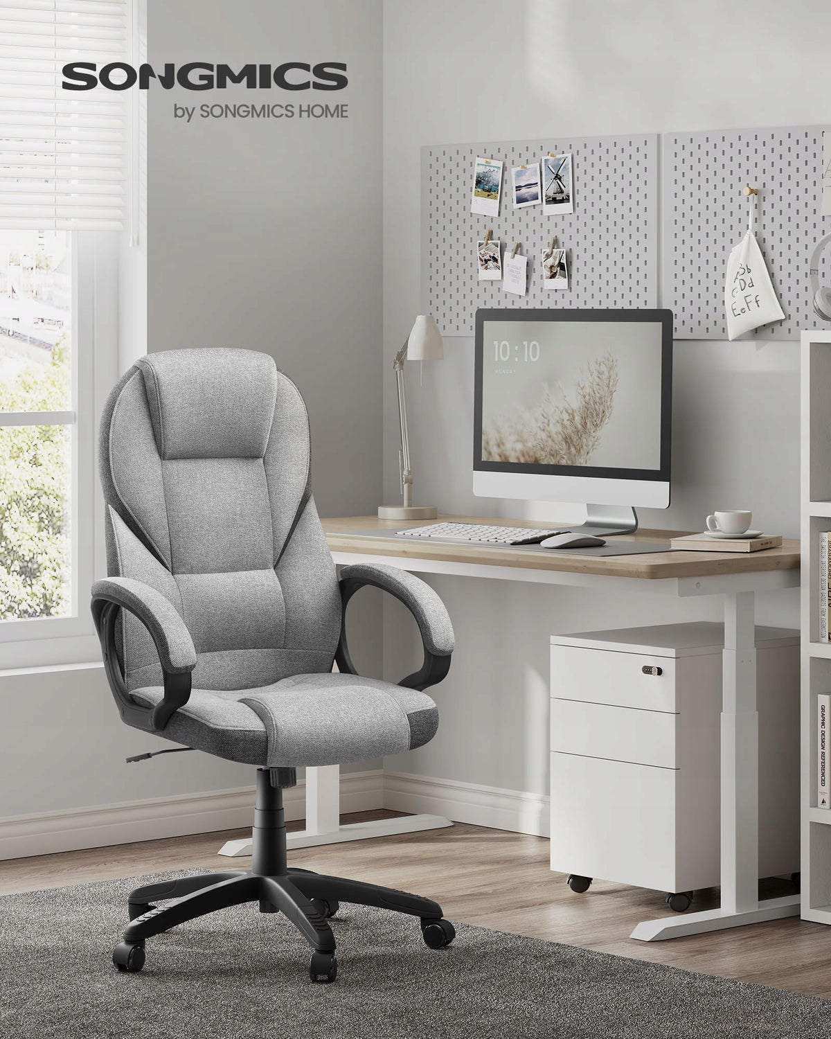 OFFICE CHAIR ERGONOMIC GREY-BEIGE SWIVEL SONGMICS Brand Songmics