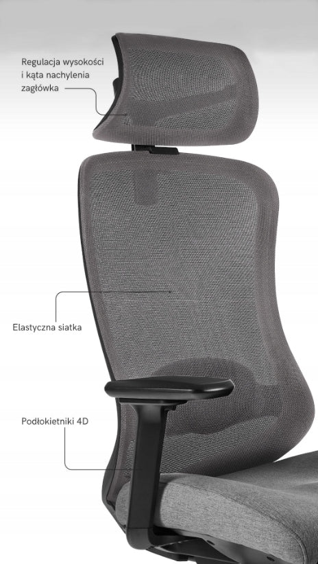 OFFICE CHAIR ERGONOMIC SWIVEL ADAPTA GREY CHAIR MESH FABRIC Manufacturer code SK-6255H-CB-02-36