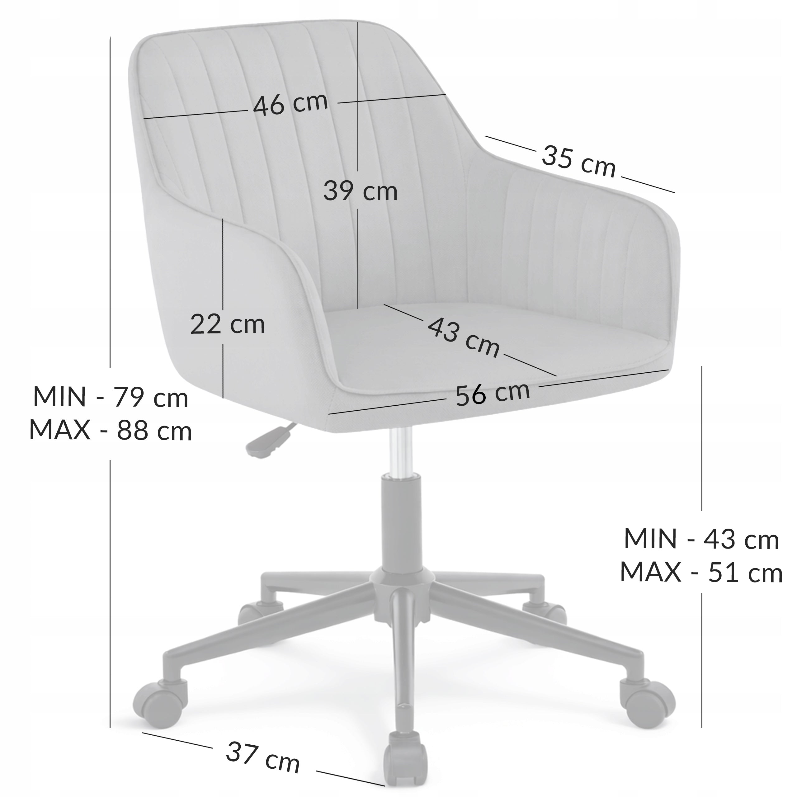 OFFICE CHAIR SWIVEL ADJUSTABLE OFFICE CHAIR KTB203 MARIA III BRICK Packaging status original