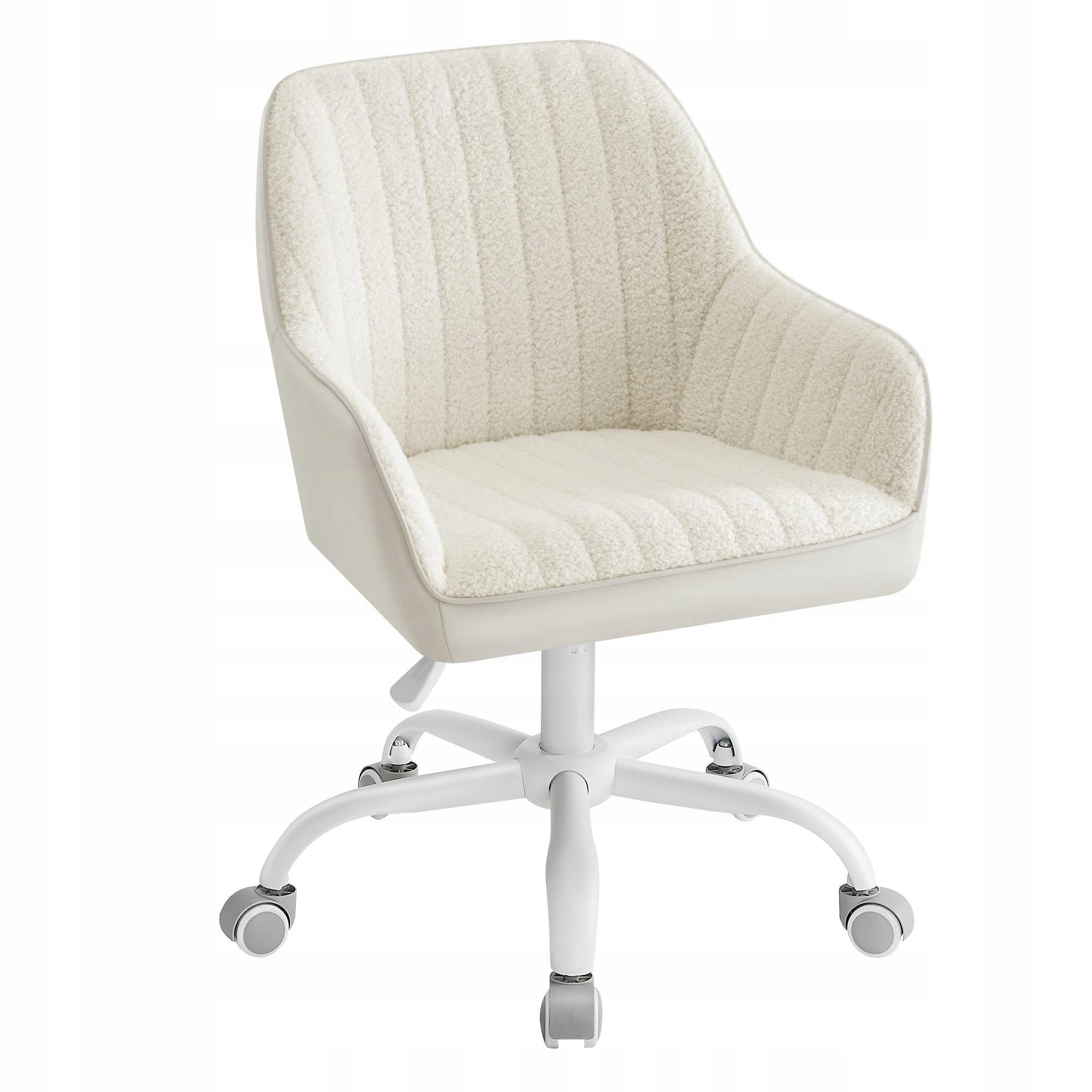 OFFICE CHAIR SWIVEL ARMCHAIR LAMB SHERPA ECO-LEATHER CREAM SONGMICS