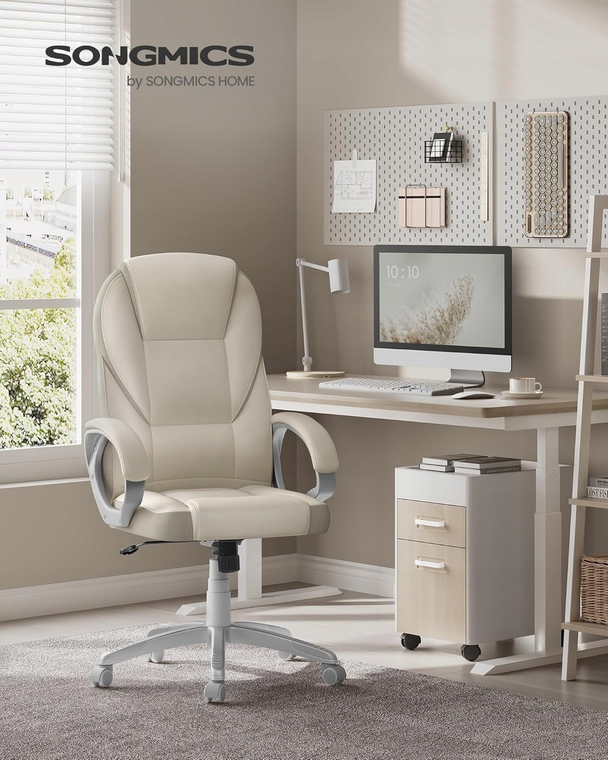 OFFICE CHAIR SWIVEL CHAIR ADJUSTABLE ERGONOMIC BEIGE SONGMICS Manufacturer code OBG022W01