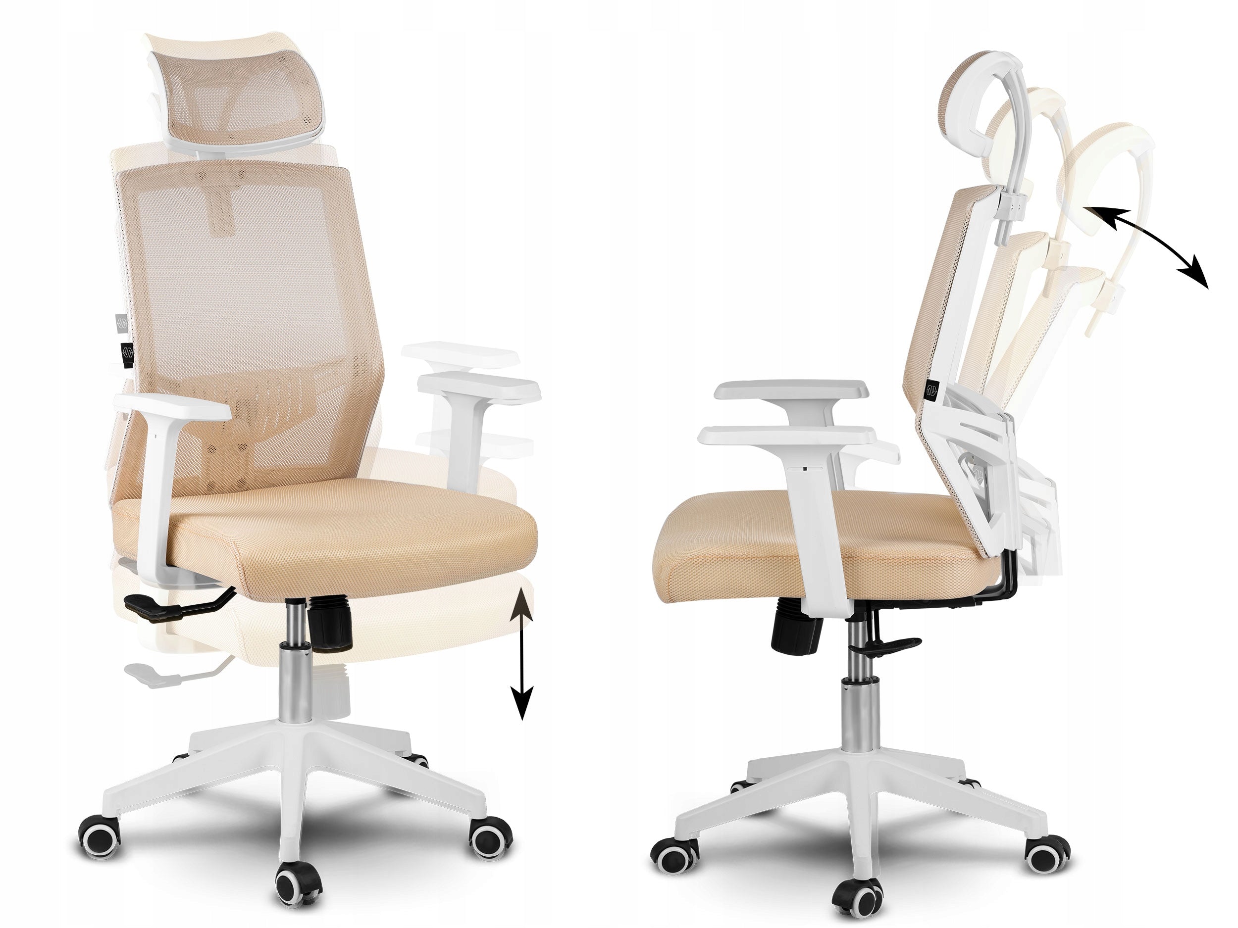 OFFICE CHAIR SWIVEL CHAIR ADJUSTABLE FOR OFFICE BEIGE MESH SOFOTEL Packaging status original