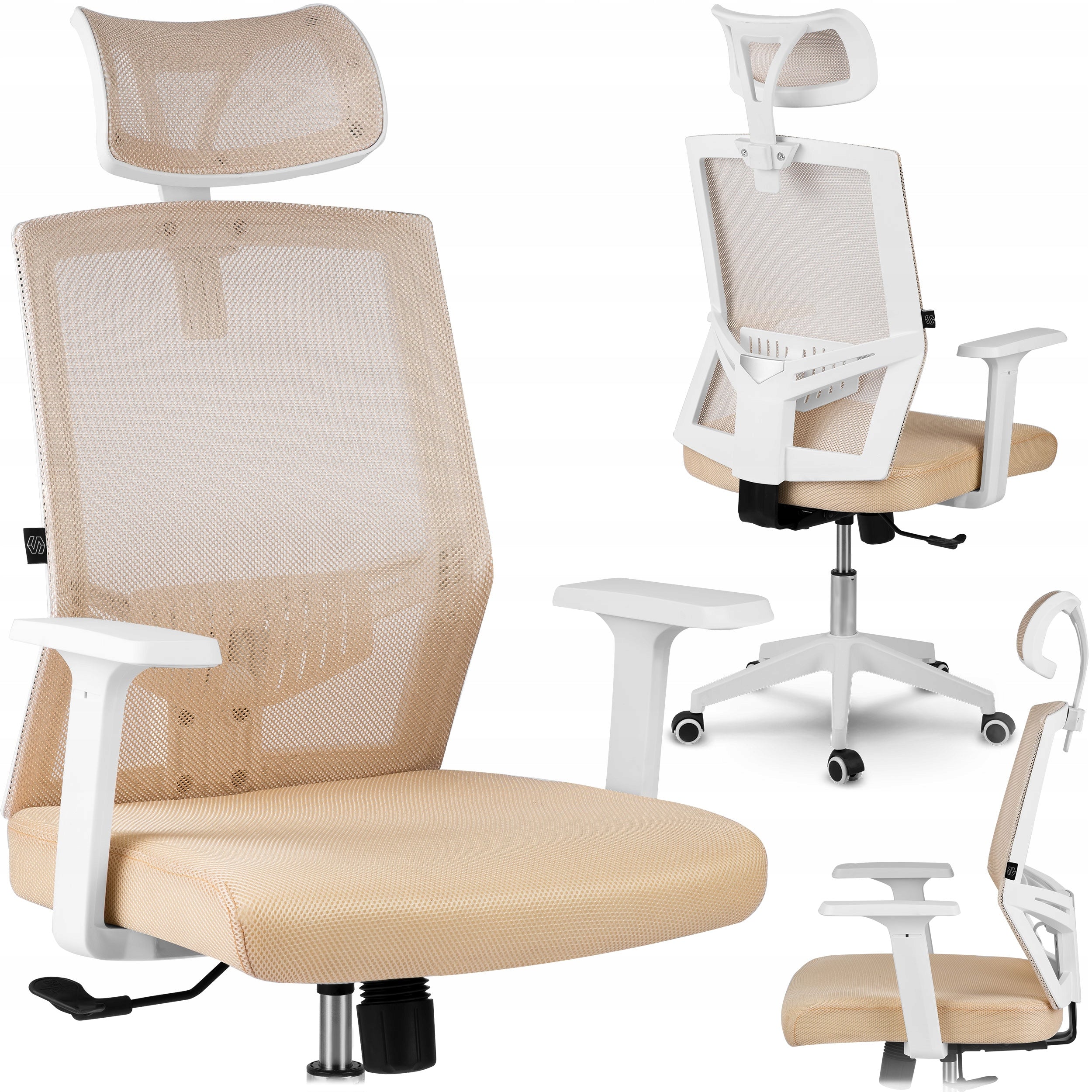 OFFICE CHAIR SWIVEL CHAIR ADJUSTABLE FOR OFFICE BEIGE MESH SOFOTEL