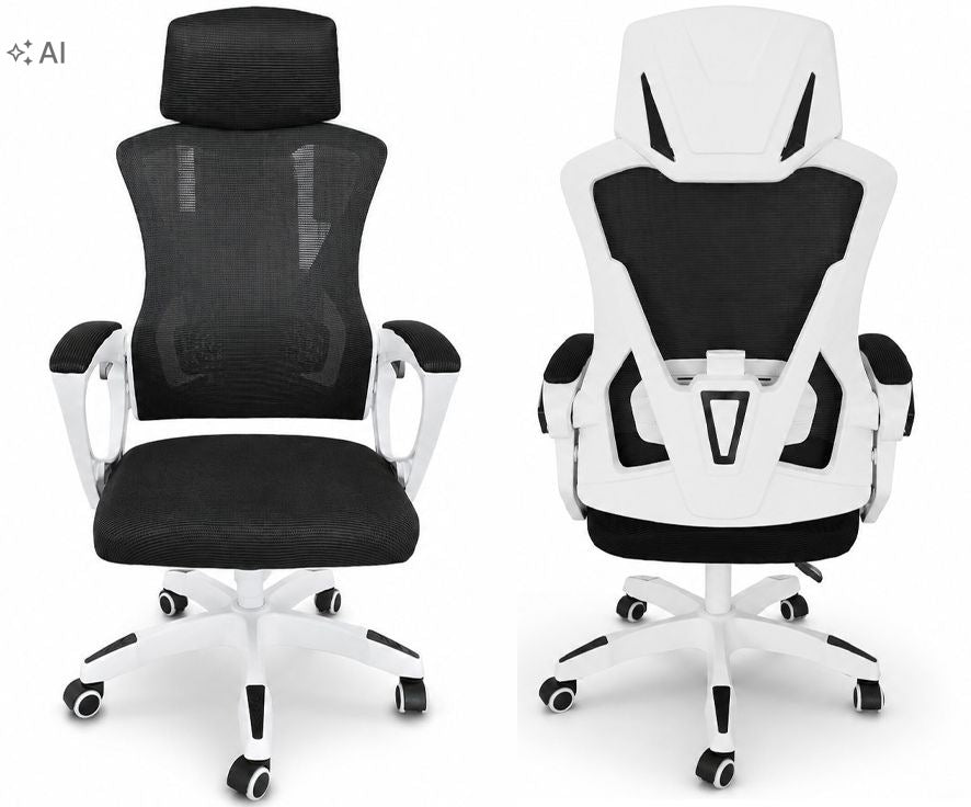 OFFICE CHAIR SWIVEL CHAIR BLACK AND WHITE FOR WORK SCHOOL DESK COMPUTER