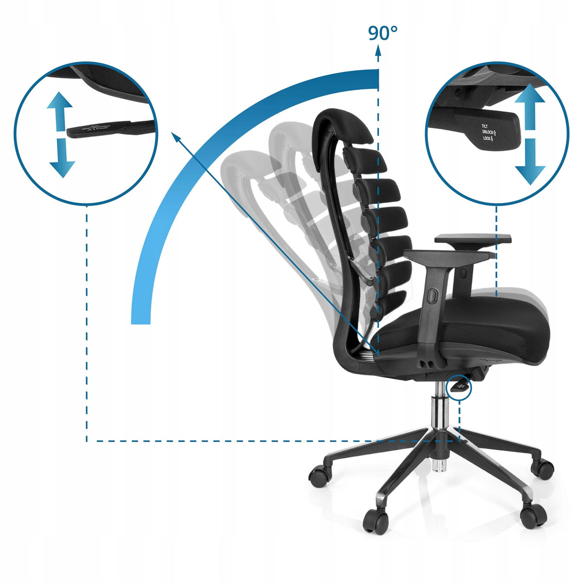 OFFICE CHAIR / SWIVEL CHAIR ERGO LINE II PRO LEATHER BLACK HJH OFFICE Brand hjh OFFICE