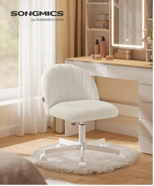OFFICE CHAIR SWIVEL CHAIR FOR DRESSING TABLE PLUSH FLEECE CREAM WHITE Manufacturer code OBG027WD01