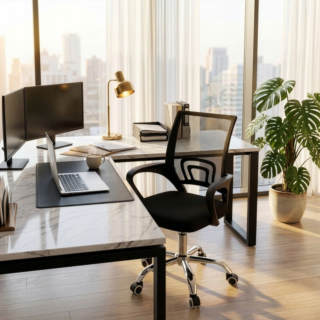 OFFICE CHAIR SWIVEL CHAIR VELOUR BLACK MODERN ON WHEELS Packaging status original