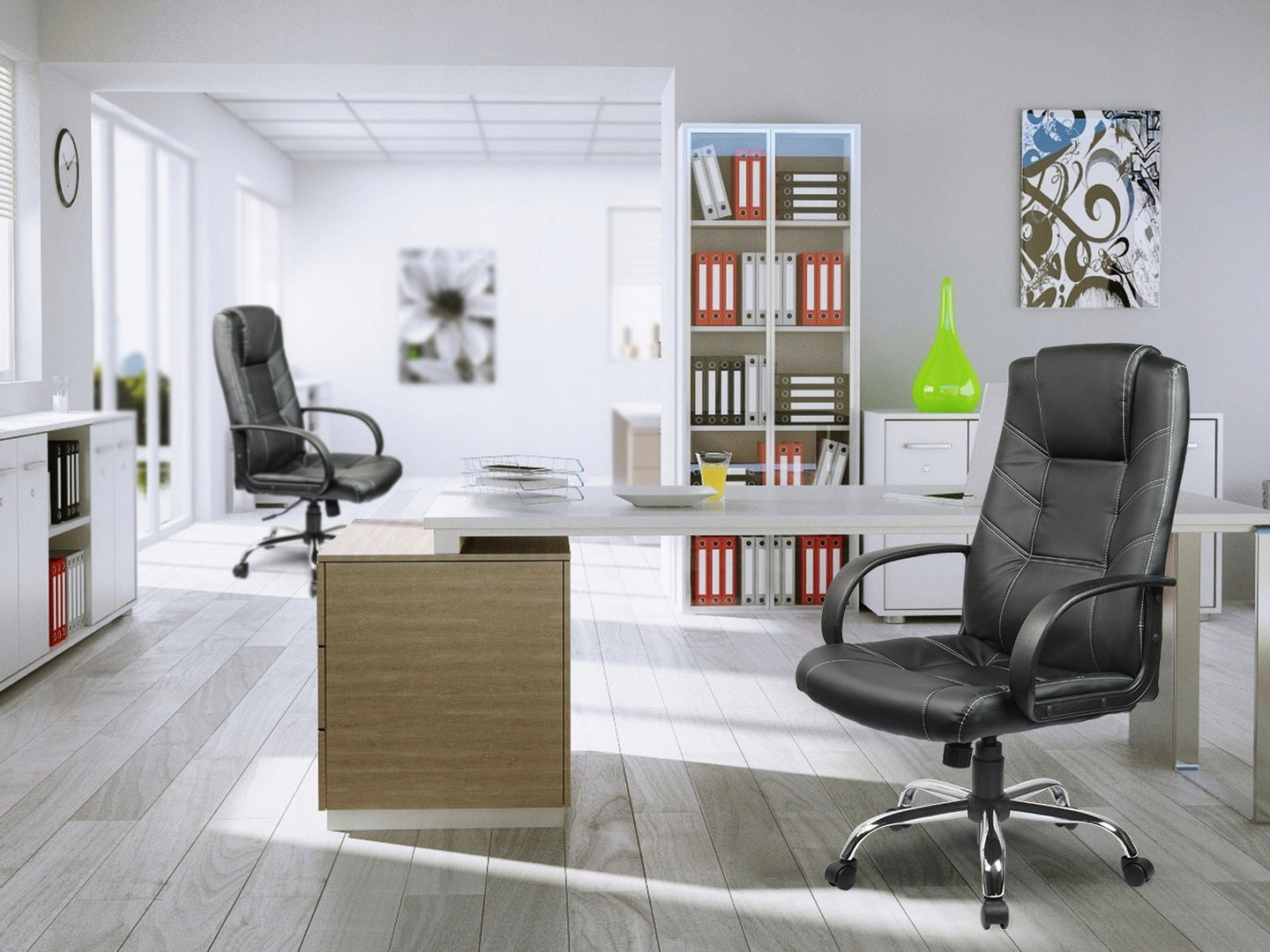 OFFICE CHAIR SWIVEL ERGONOMIC OFFICE CHAIR FAUX LEATHER BROWN Packaging status original