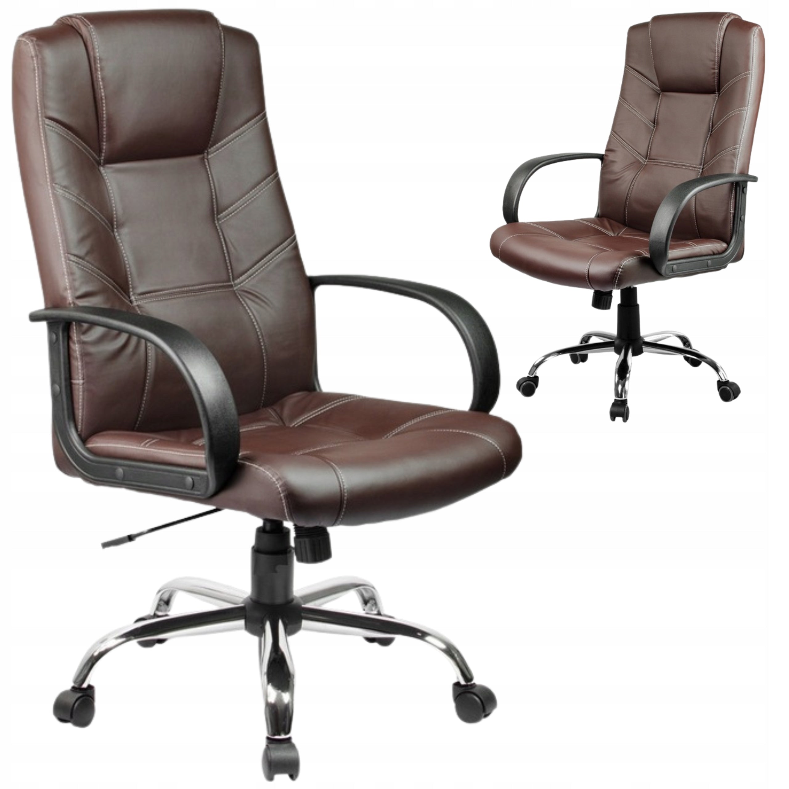 OFFICE CHAIR SWIVEL ERGONOMIC OFFICE CHAIR FAUX LEATHER BROWN