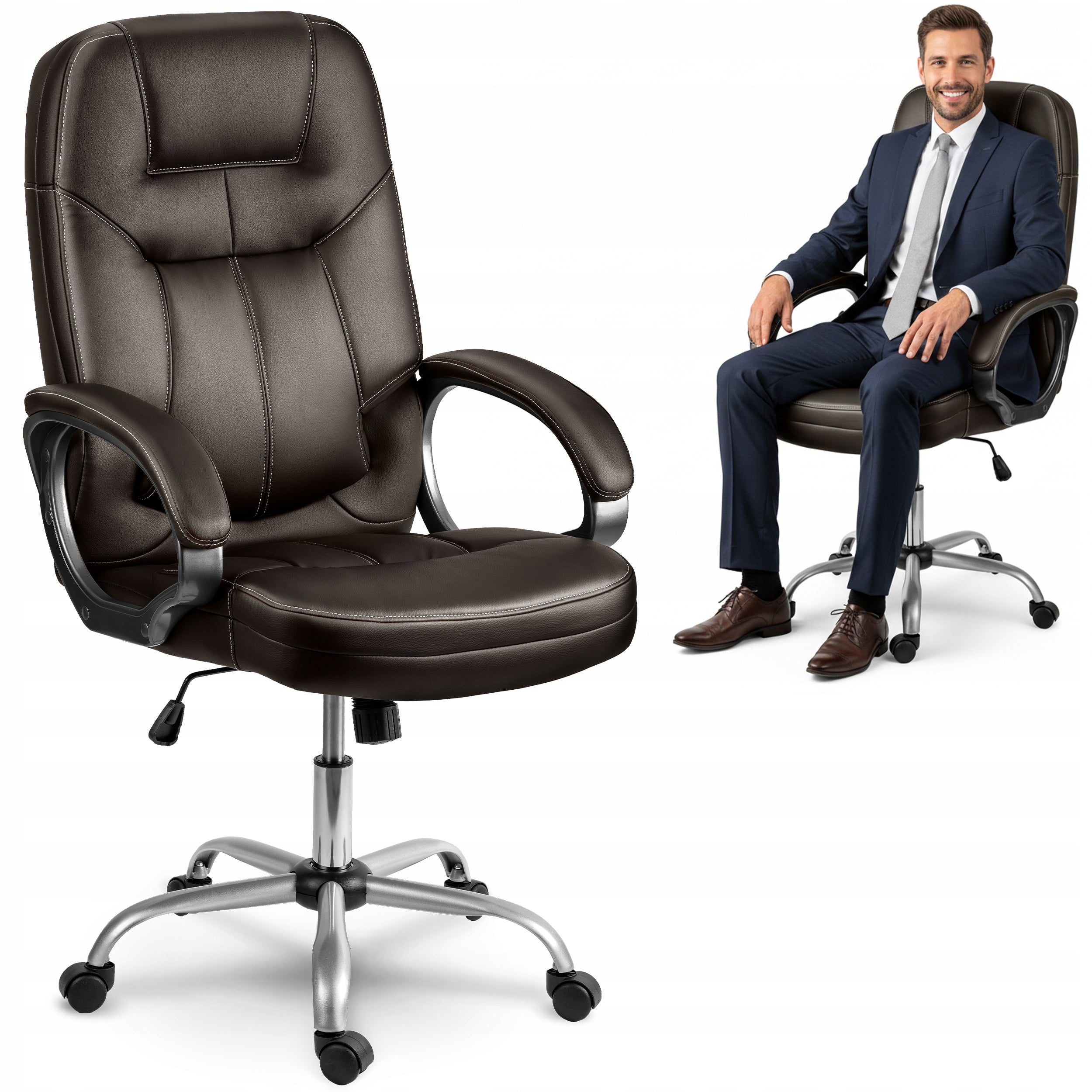 OFFICE CHAIR SWIVEL ERGONOMIC OFFICE CHAIR SWIVEL DARK BROWN
