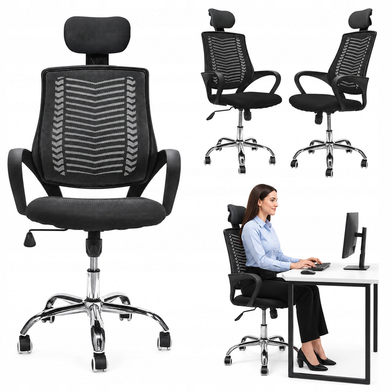 OFFICE CHAIR SWIVEL OFFICE CHAIR FOR DESK MICRO MESH BLACK AIRIS