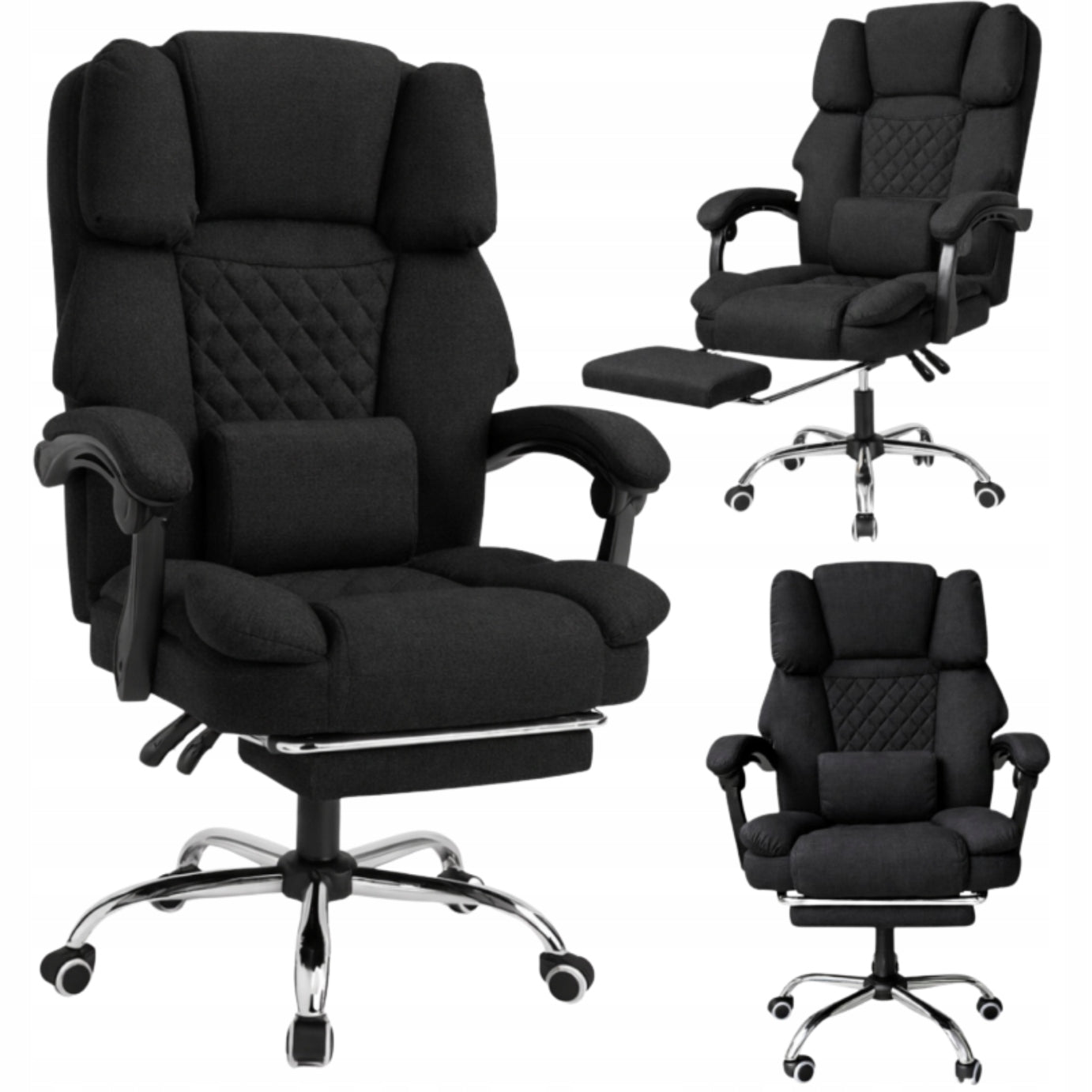 OFFICE CHAIR SWIVEL PULL-OUT FOOTREST MASSAGER WITH USB BLACK FOR HOME OFFICE