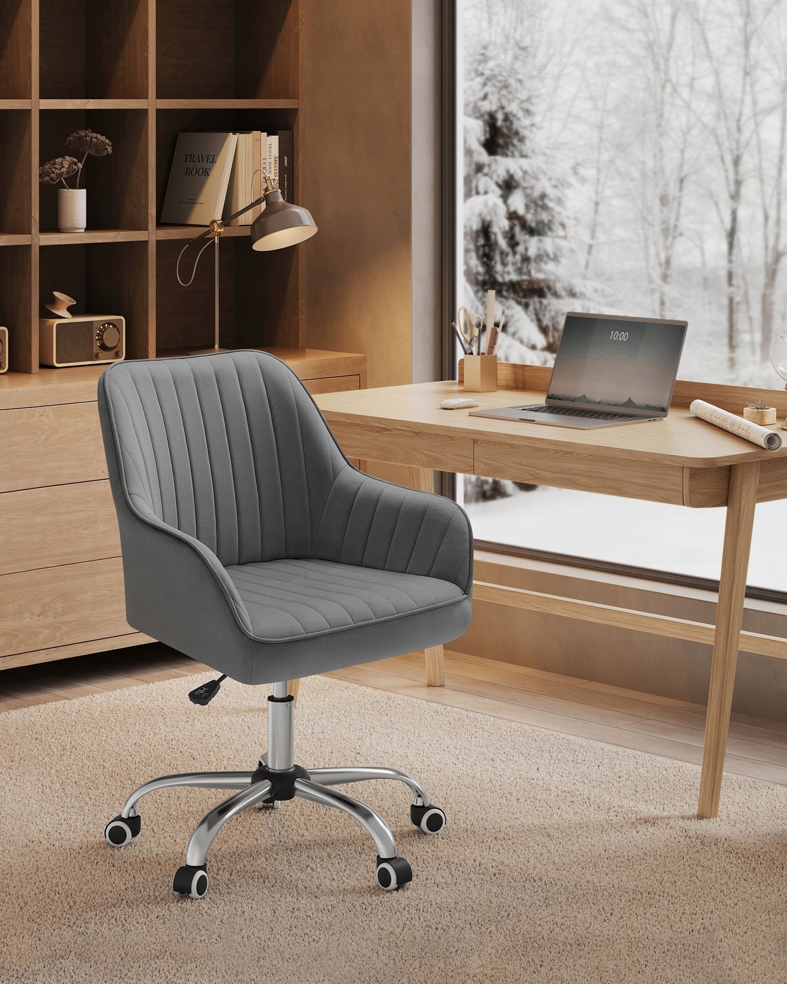 OFFICE CHAIR UPHOLSTERED GREY desk chair on wheels Brand Songmics