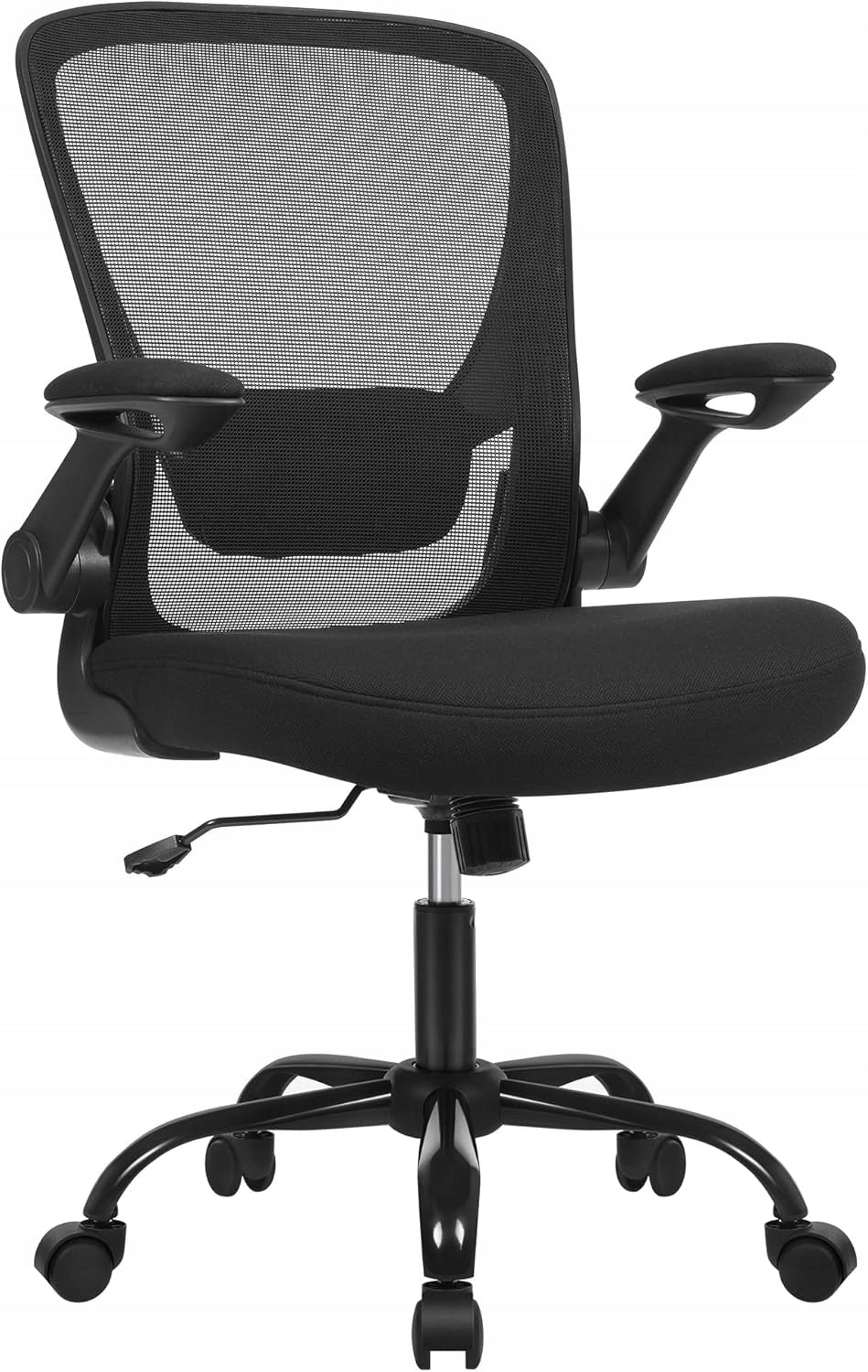 OFFICE CHAIR WITH FOLDING ARMRESTS ON WHEELS BLACK