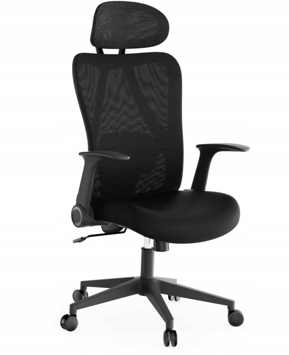 OFFICE SWIVEL CHAIR EGONOMIC ADJUSTABLE BLACK WITH HEADREST SENSE7