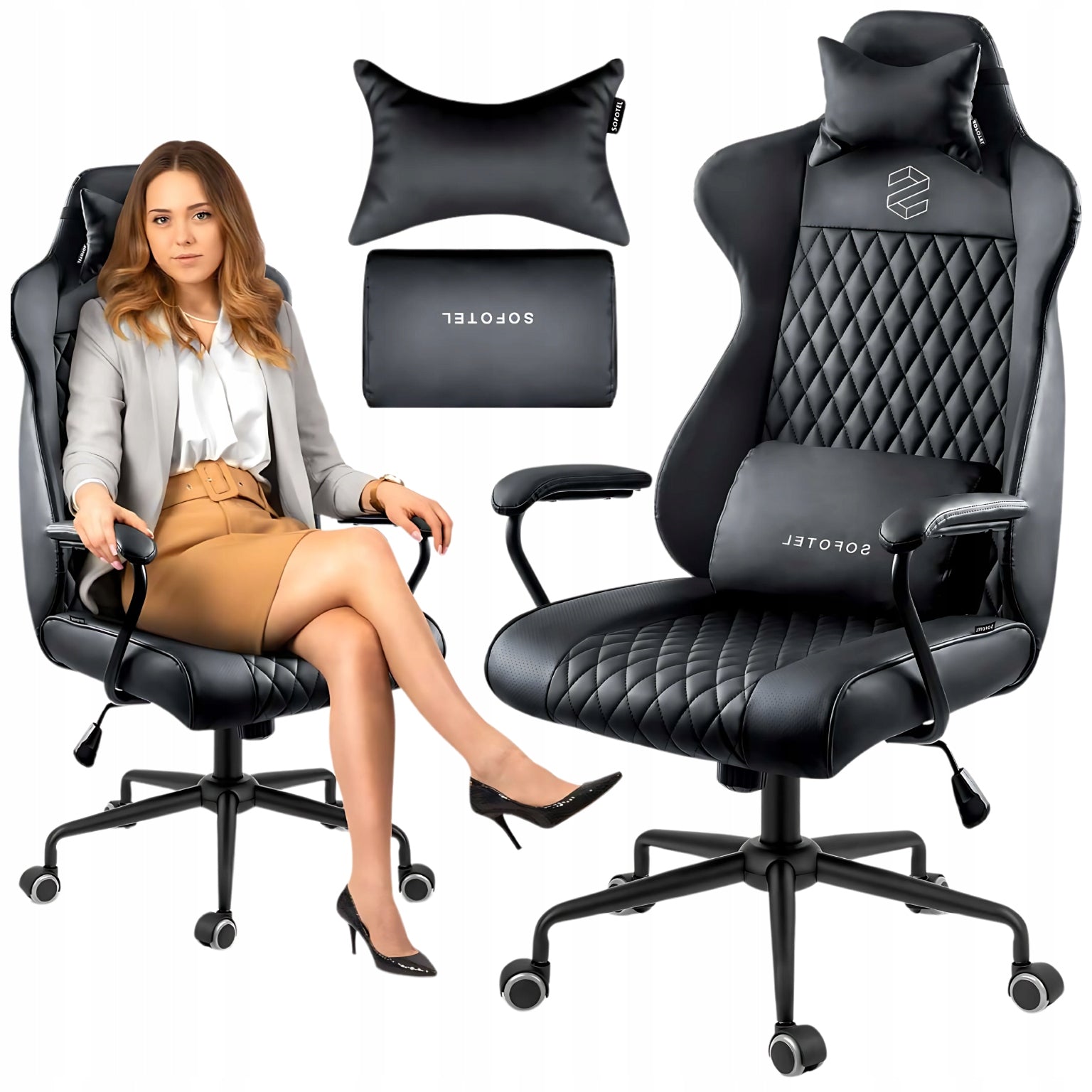 OFFICE SWIVEL CHAIR ERGONOMIC MODERN COMFORTABLE FAUX LEATHER