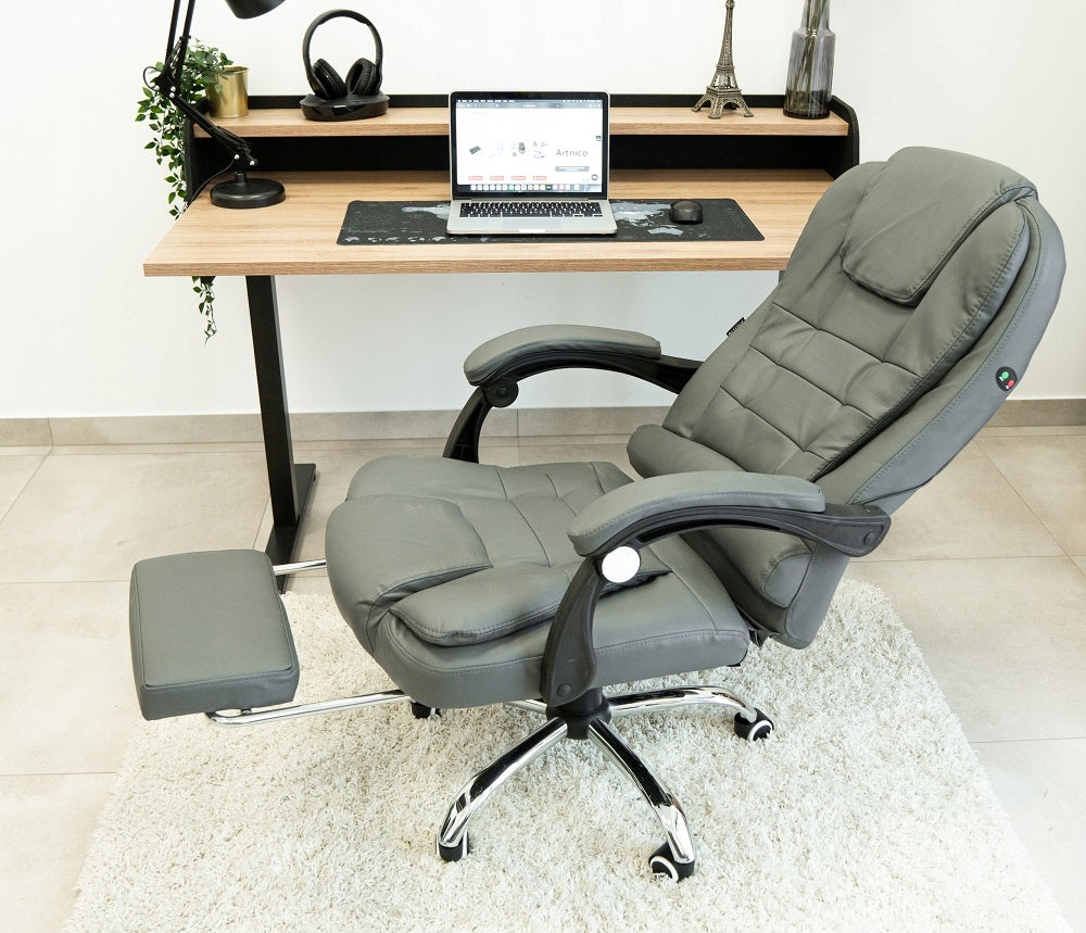OFFICE SWIVEL CHAIR FOR OFFICE CHAIR WITH MASSAGER FOOTREST GREY Packaging status original