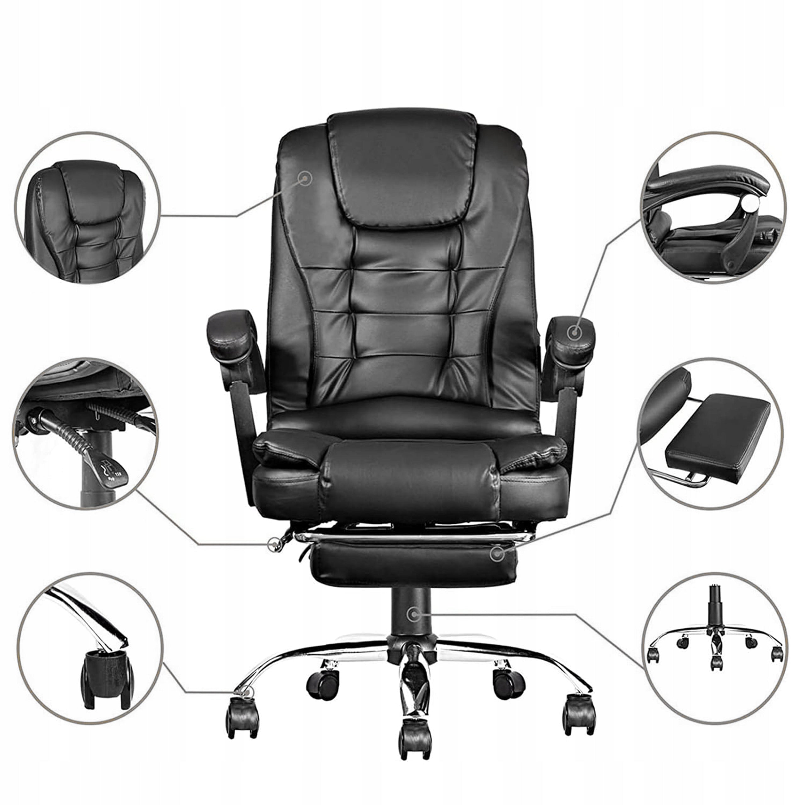 OFFICE SWIVEL LEATHER ERGONOMIC LC08 WITH MASSAGE AND FOOTREST EAN (GTIN) 5907068242685