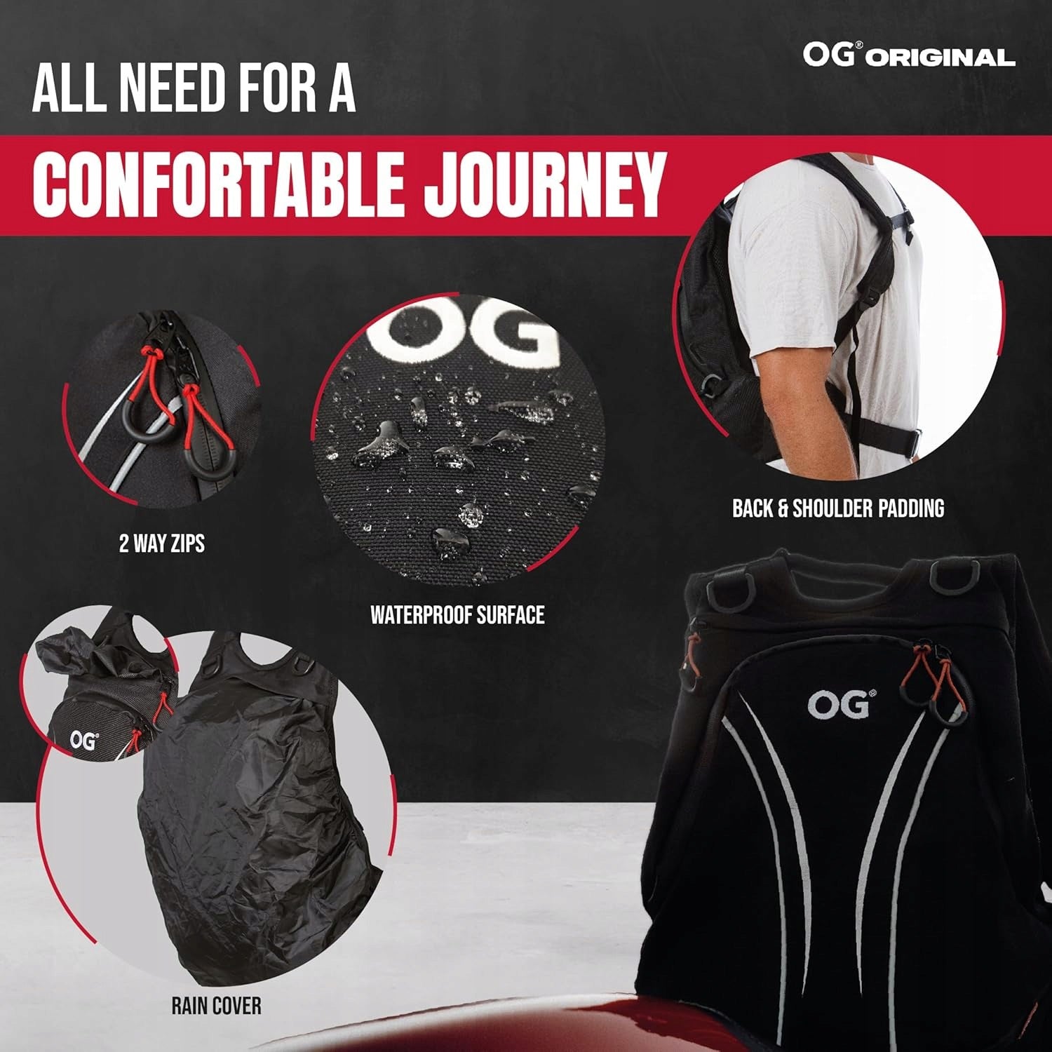 OG Original Motorcycle Backpack for 2 Helmets Waterproof Laptop 13 inches 20L Customs tariff code 42029298