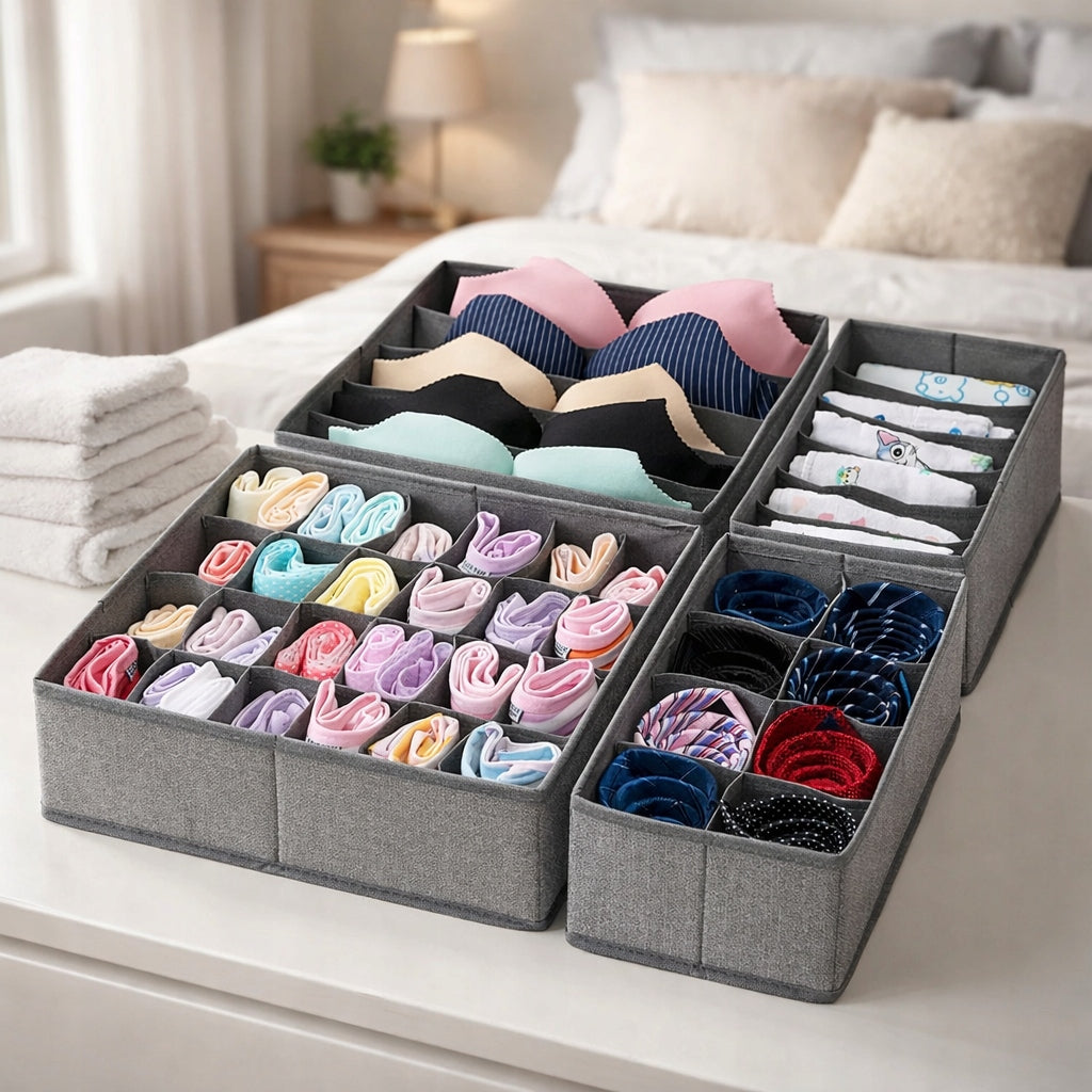 OGRANIZER FOR UNDERWEAR DRAWER CLOTHES ART FUNCTIONAL SET OF 4 Brand Kanza