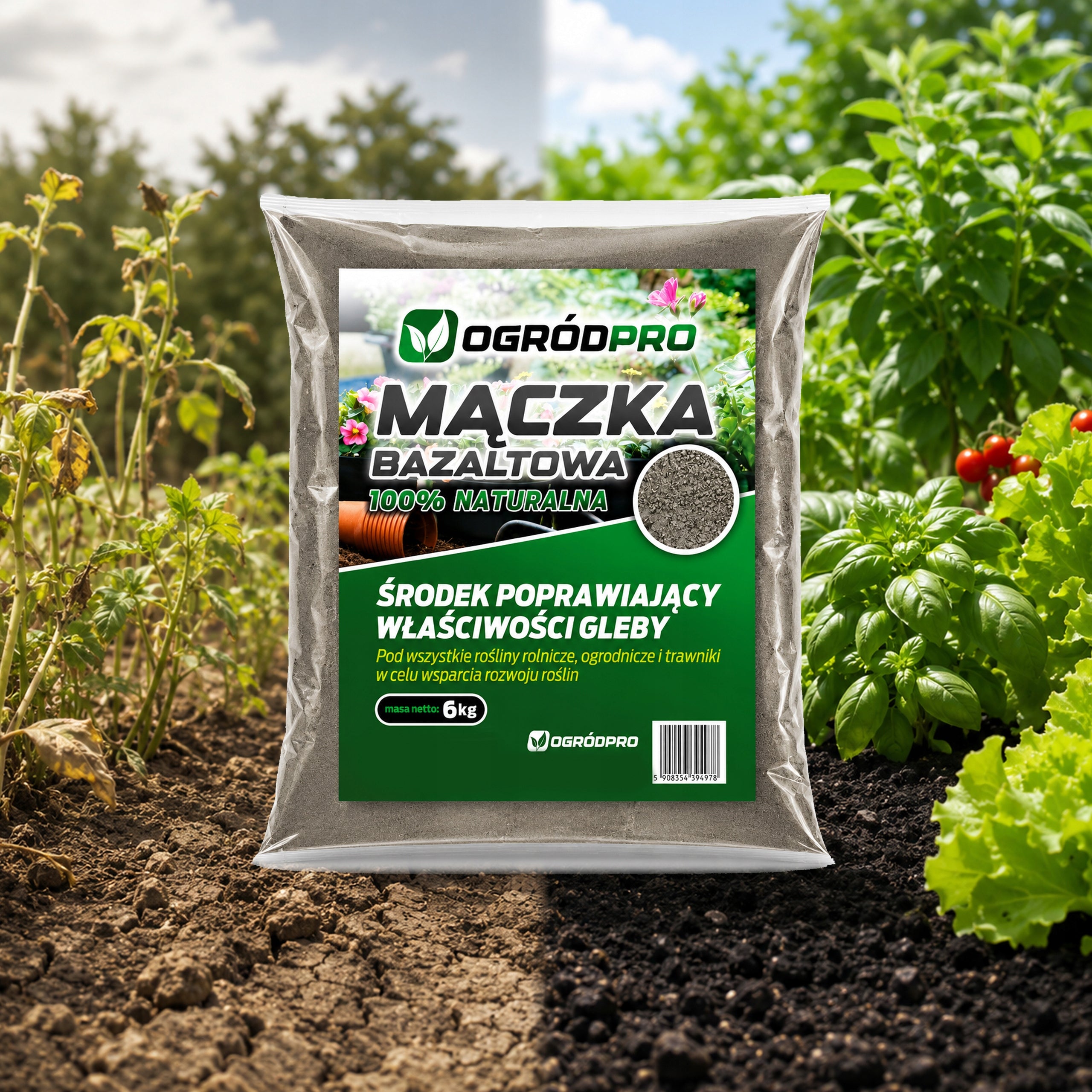 OGRÓDPRO Basalt Flour Strengthens Plants Natural Snail Barrier 6kg Packaging status original
