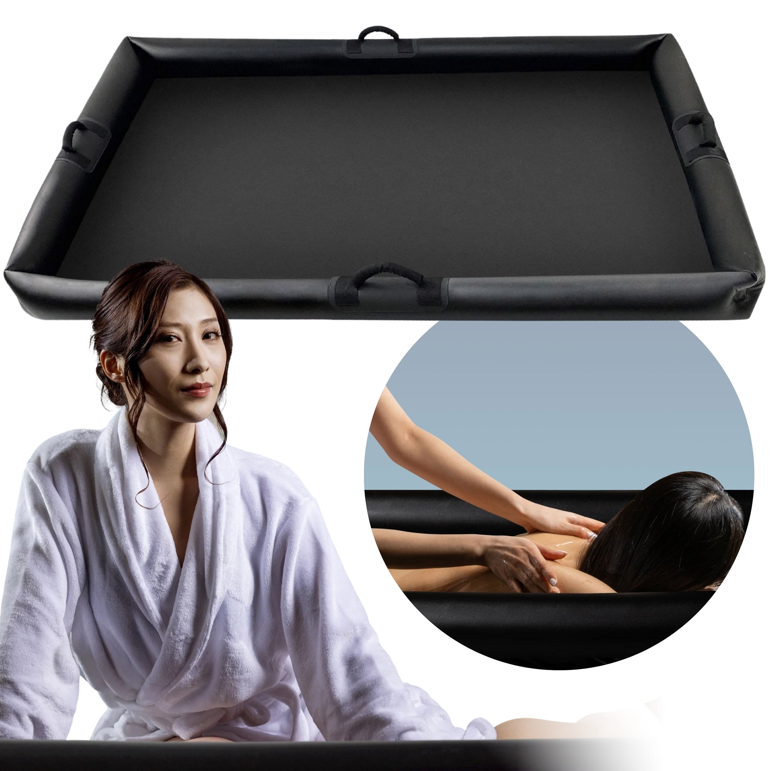 OHASHI Waterproof Mattress with Massage Handles, Durable PVC 205x156x12