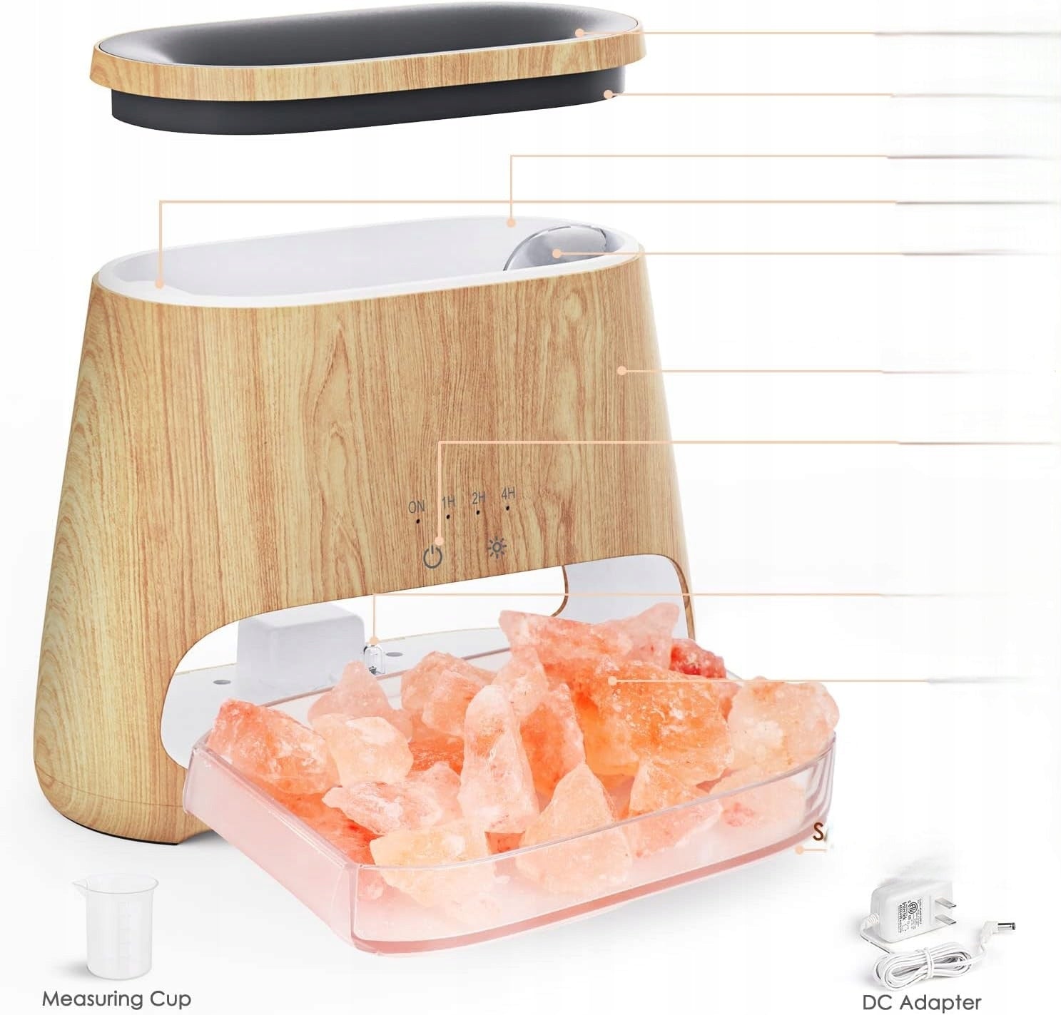 OIL DIFFUSER SALT LAMP HIMALAYAN FLAME EFFECT 2IN1 HUMIDIFIER Dominant color brown