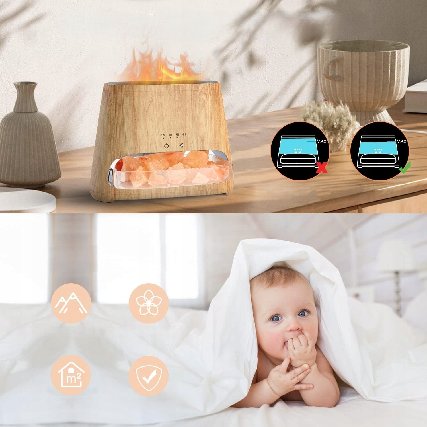 OIL DIFFUSER SALT LAMP HIMALAYAN FLAME EFFECT 2IN1 HUMIDIFIER Type aromatizer