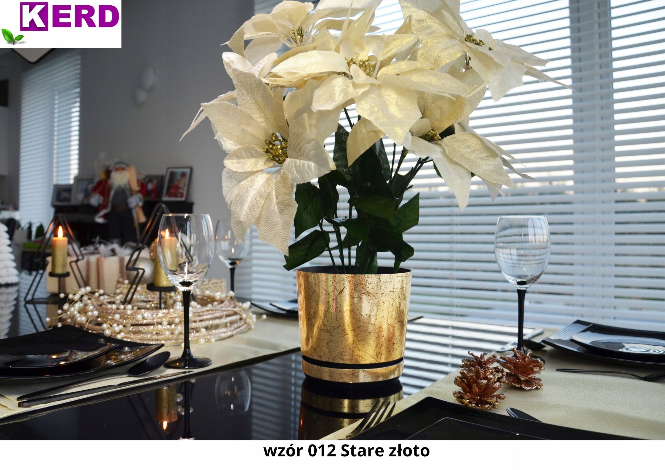 OLD GOLD 18 Classic flower pot with stand RETRO loft rustic COVER Brand Kerd