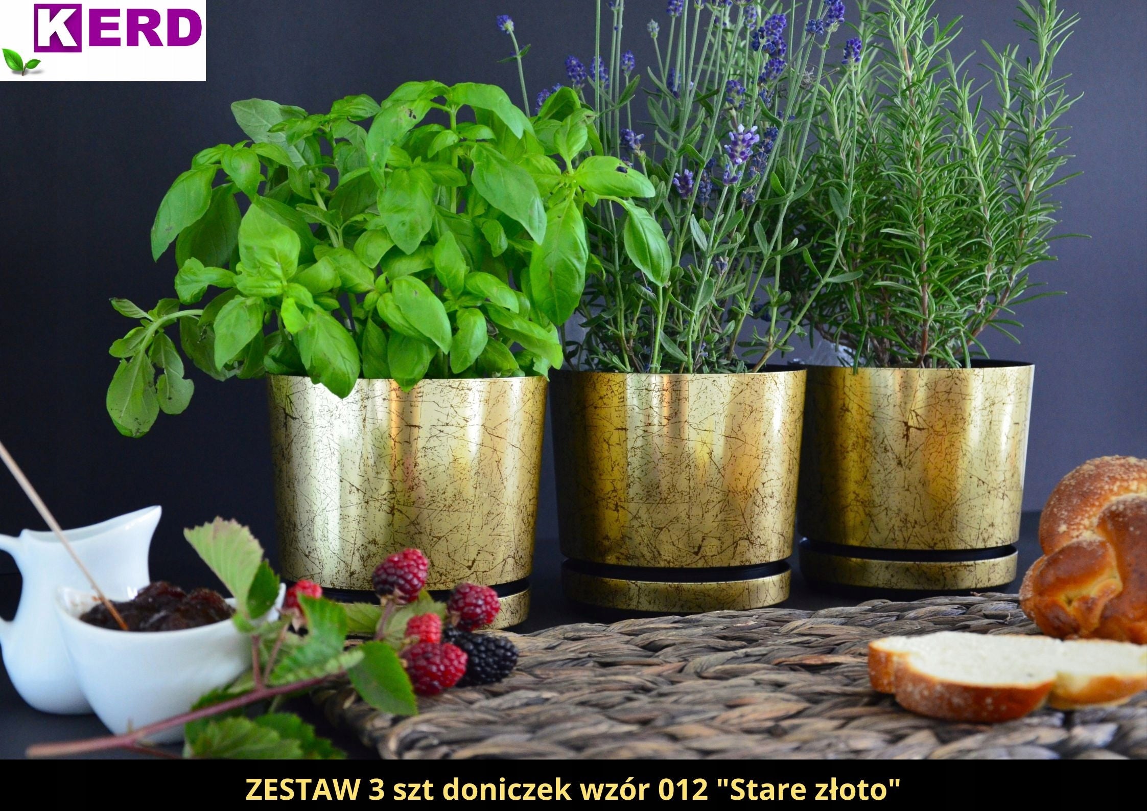 OLD GOLD 18 Classic flower pot with stand RETRO loft rustic COVER Manufacturer code DEKOR 18/012